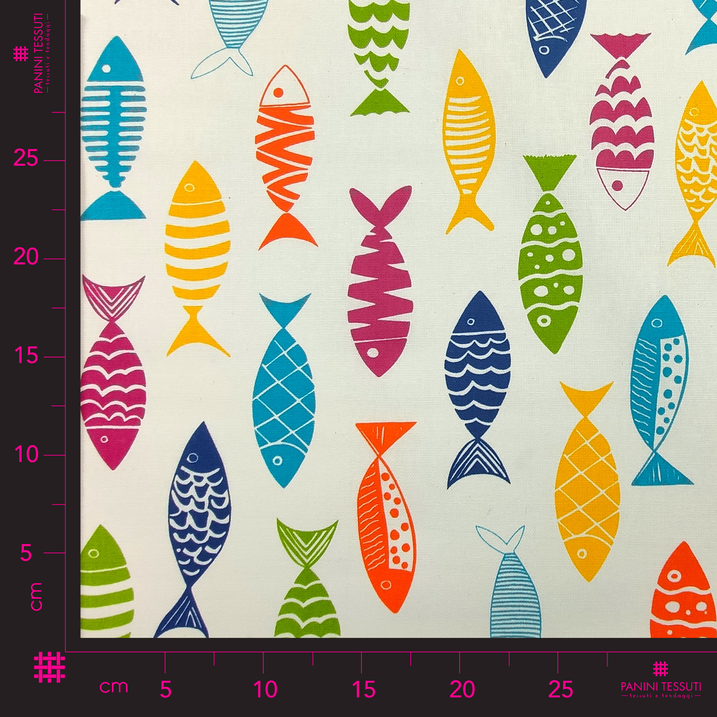 Nappe en résine de tissu découpé avec poissons colorés 200x140 cm Image