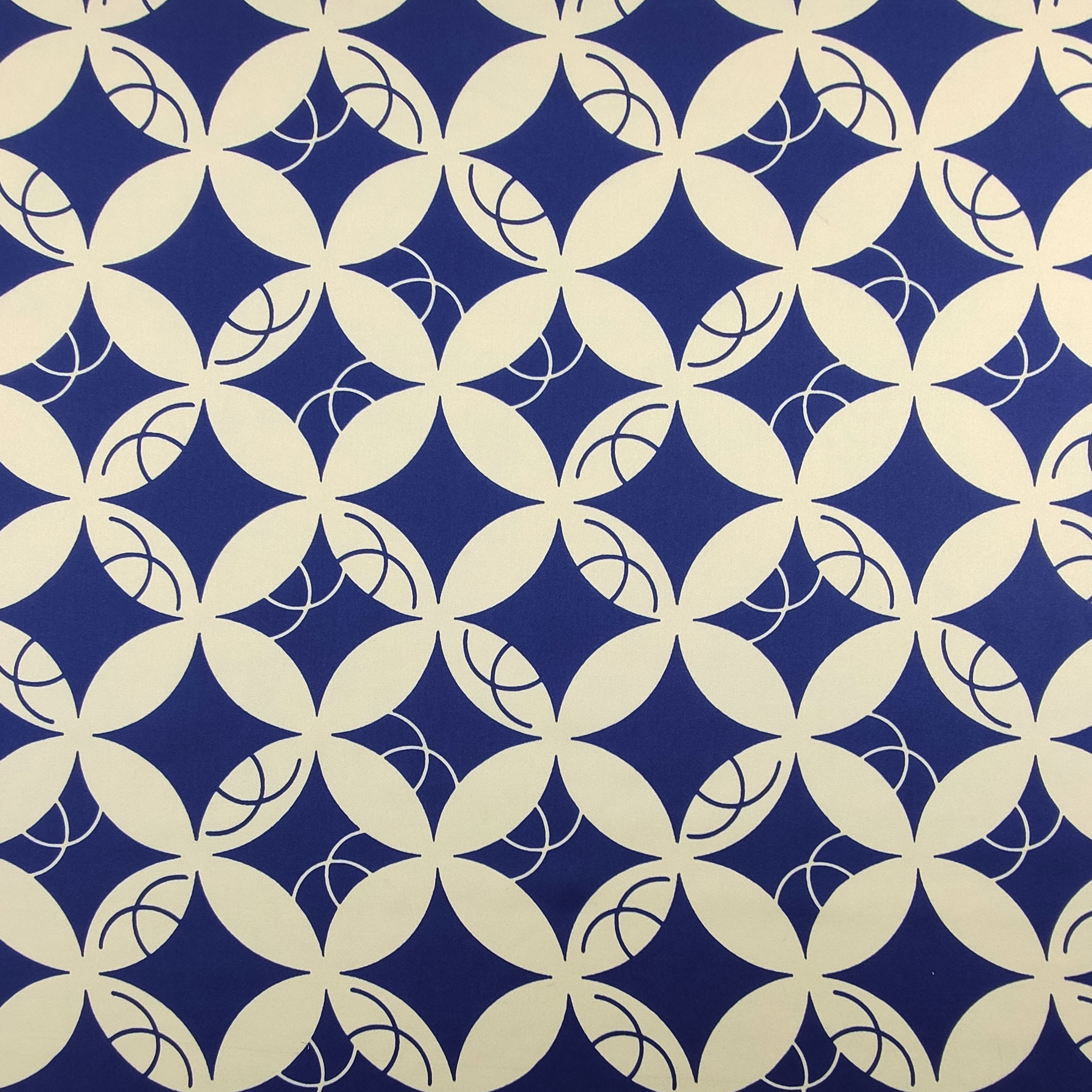 Pure Satin Silk Geometries Fashion Blue Image