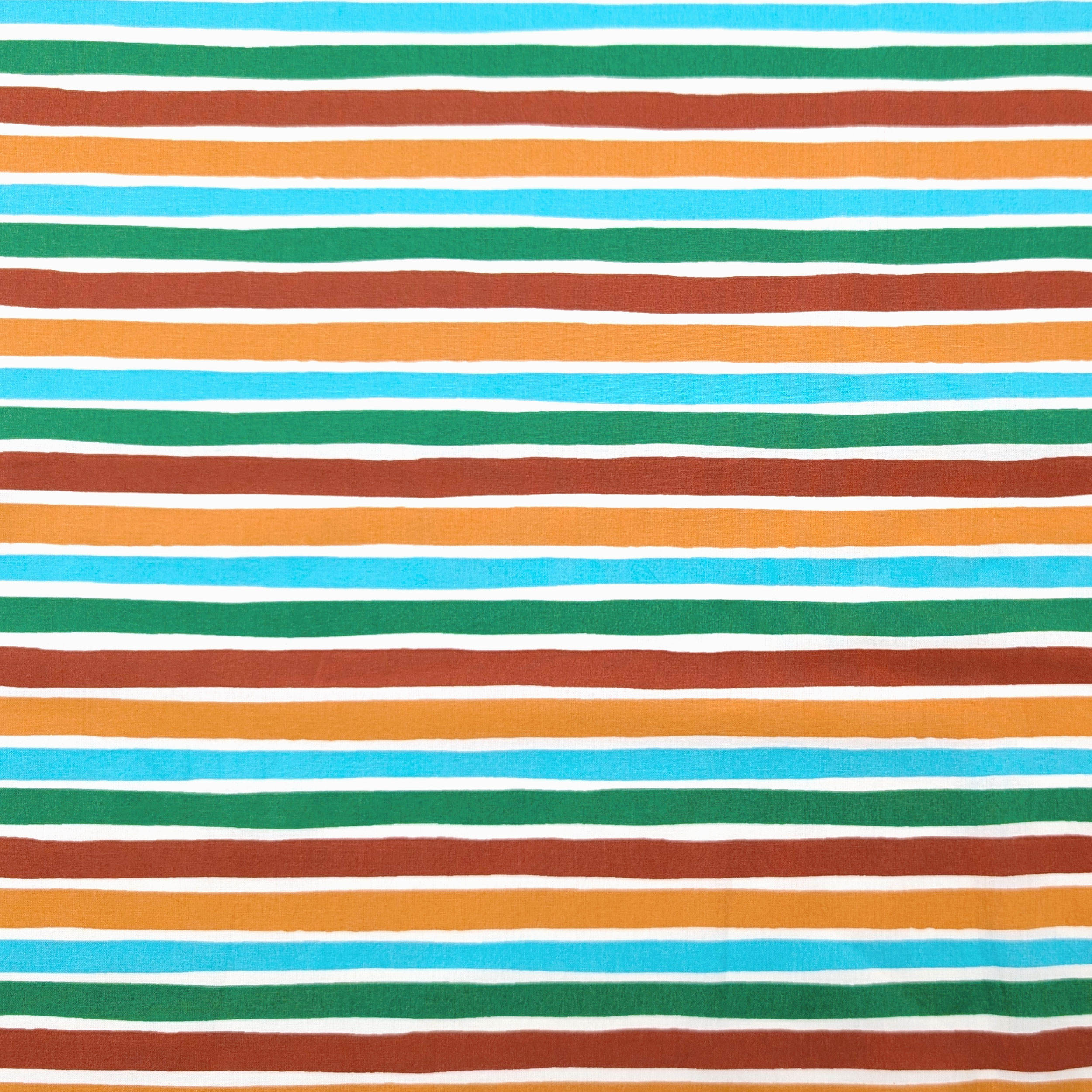 Multicoloured Striped Cotton Poplin Image