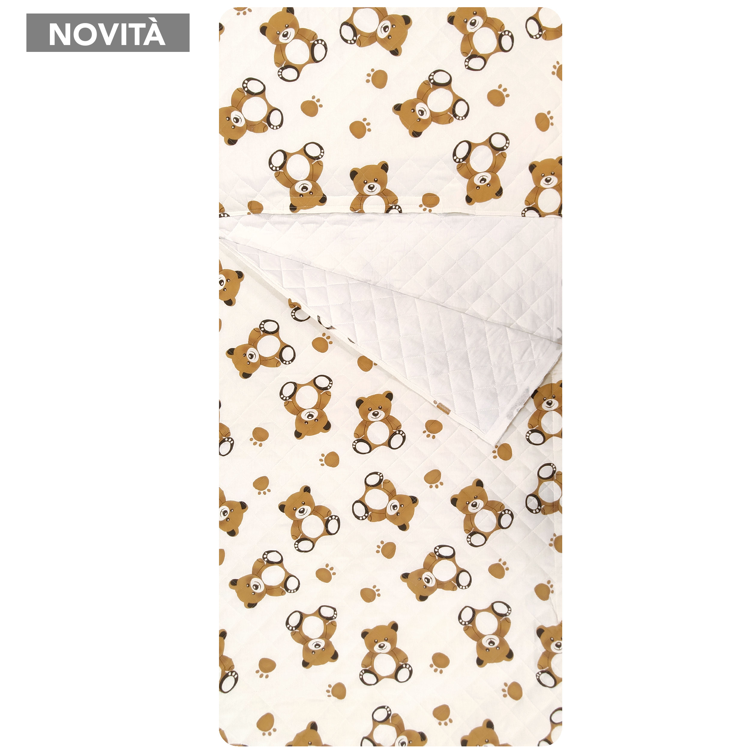 Ours en sac de couchage Fond blanc