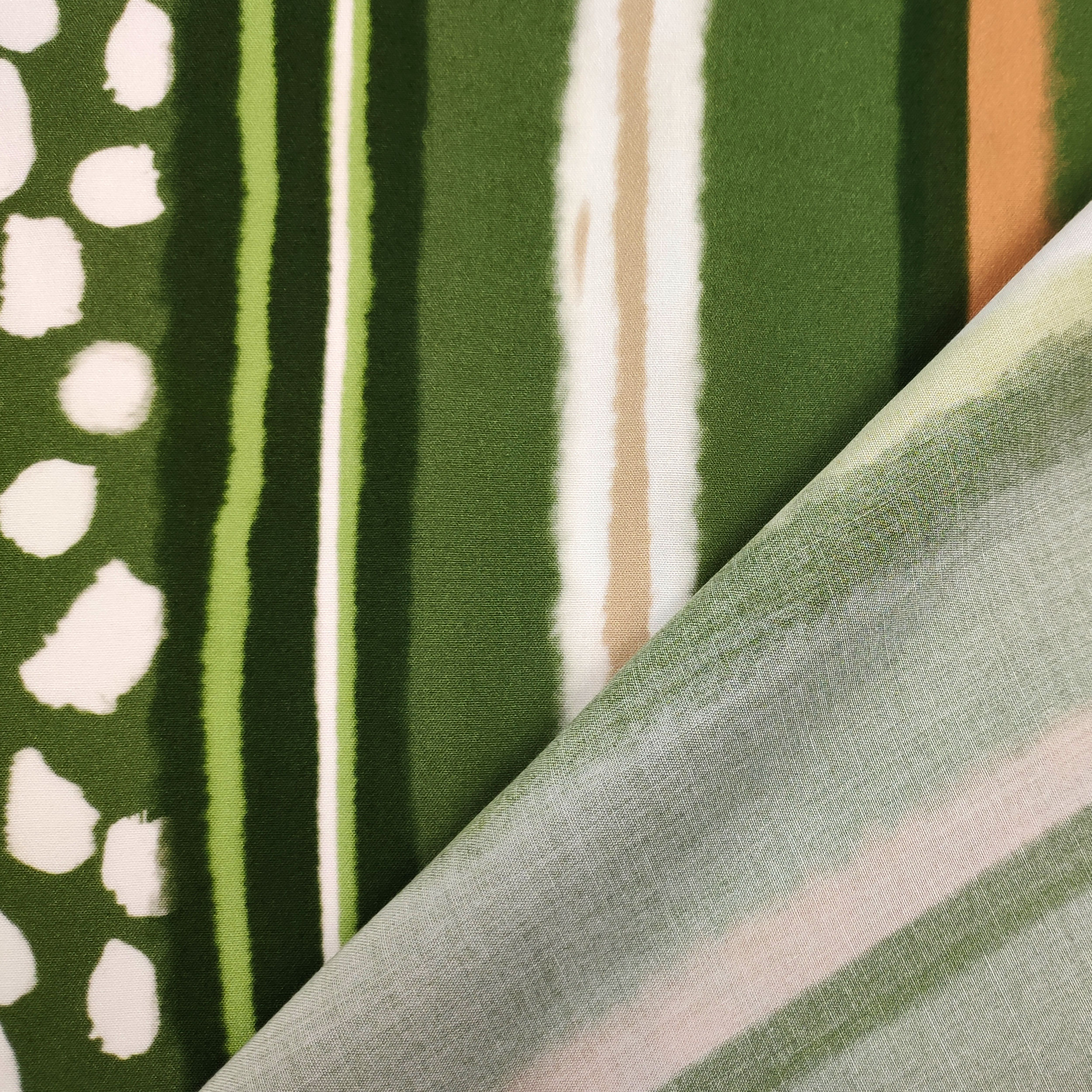 Tissu de coton rayé vert abstrait Image