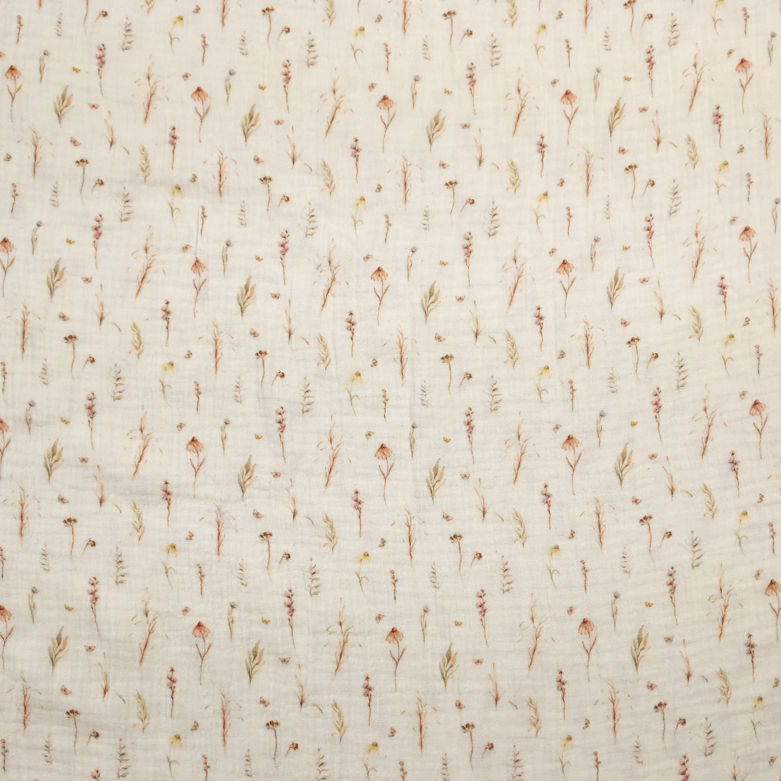 Cotton Muslin Flowers Cream Background