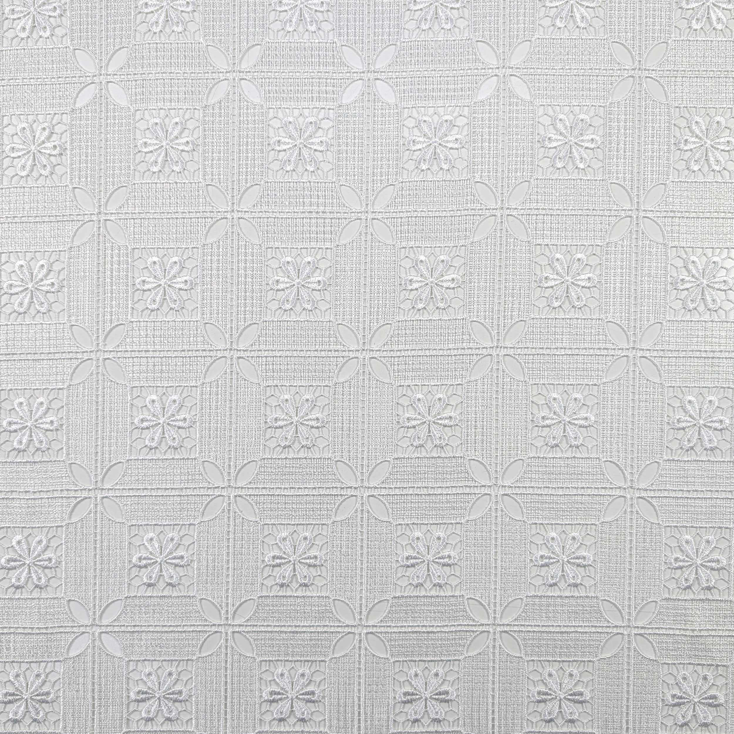Fabric Curtain Lace Modular Flowers White Image