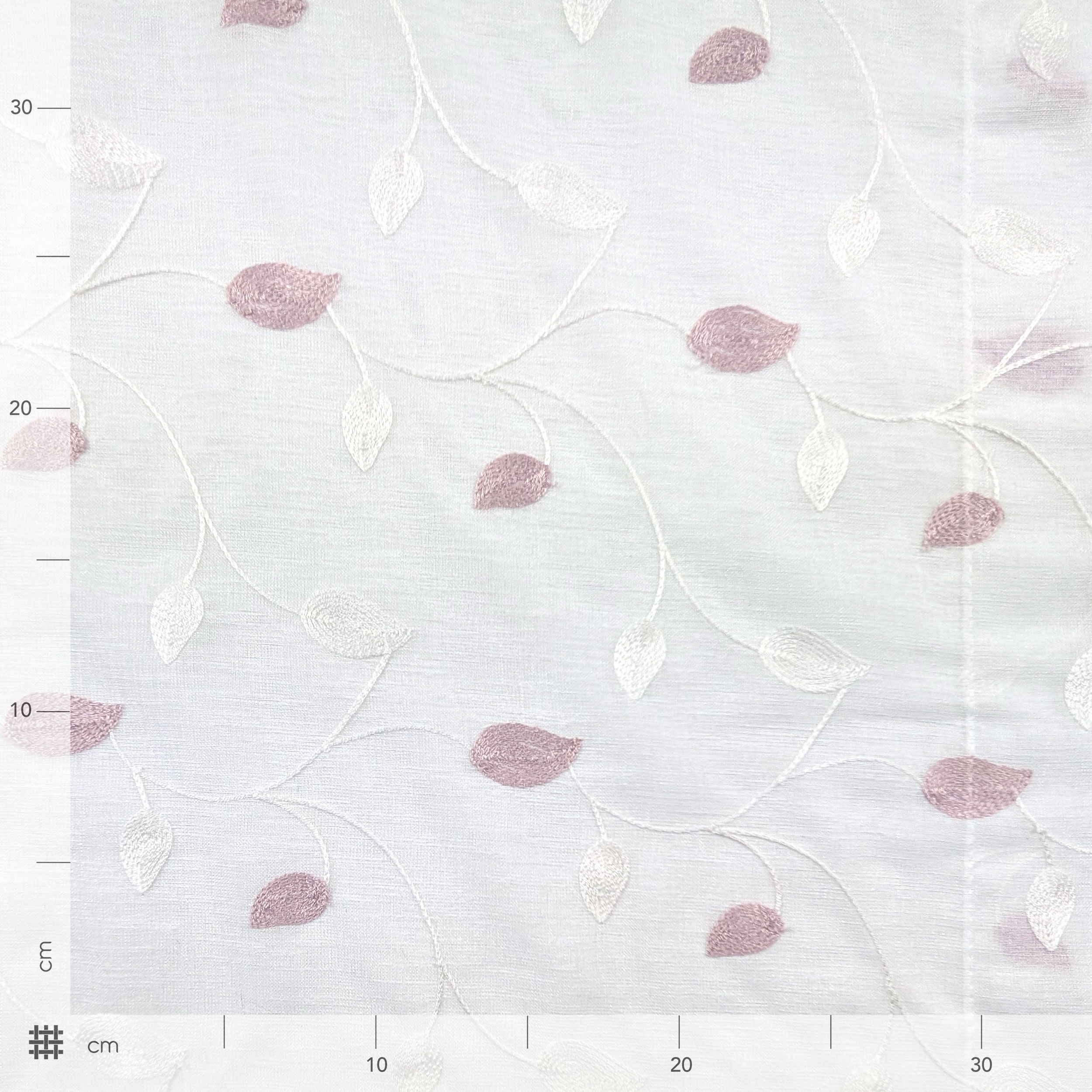 Tissu de rideau Feuilles brodées - Rose Image
