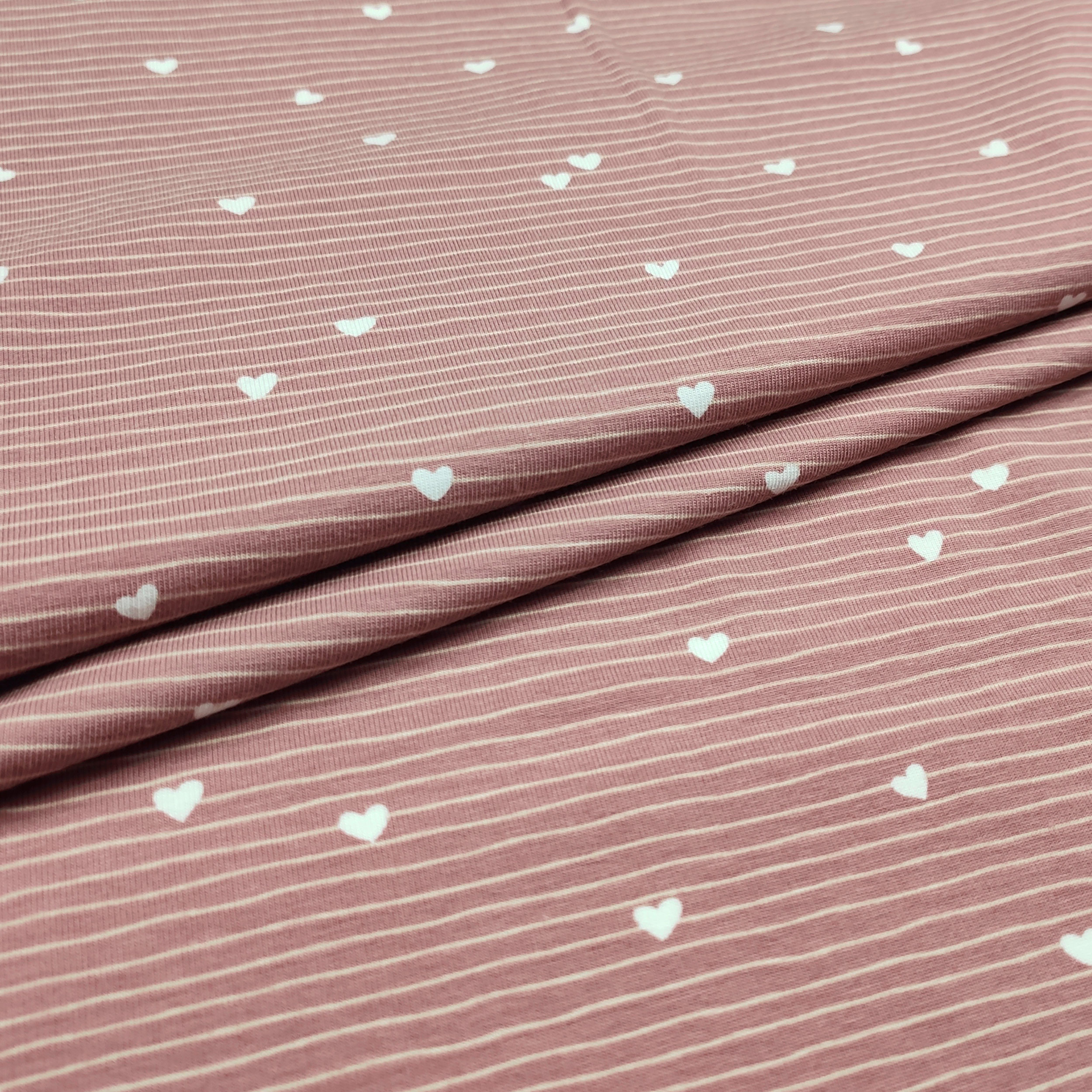 Mini Hearts Printed Cotton Jersey