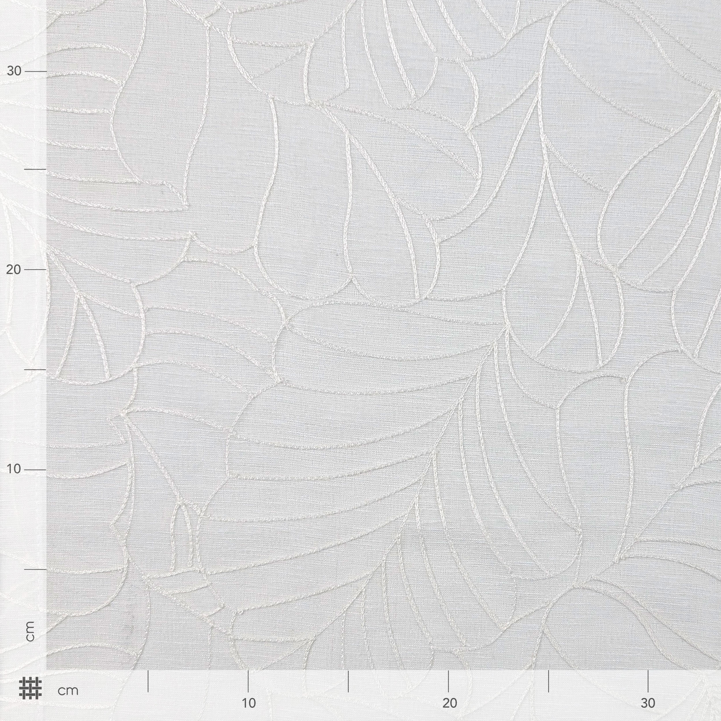 Abstract Floral Curtain Fabric White Image