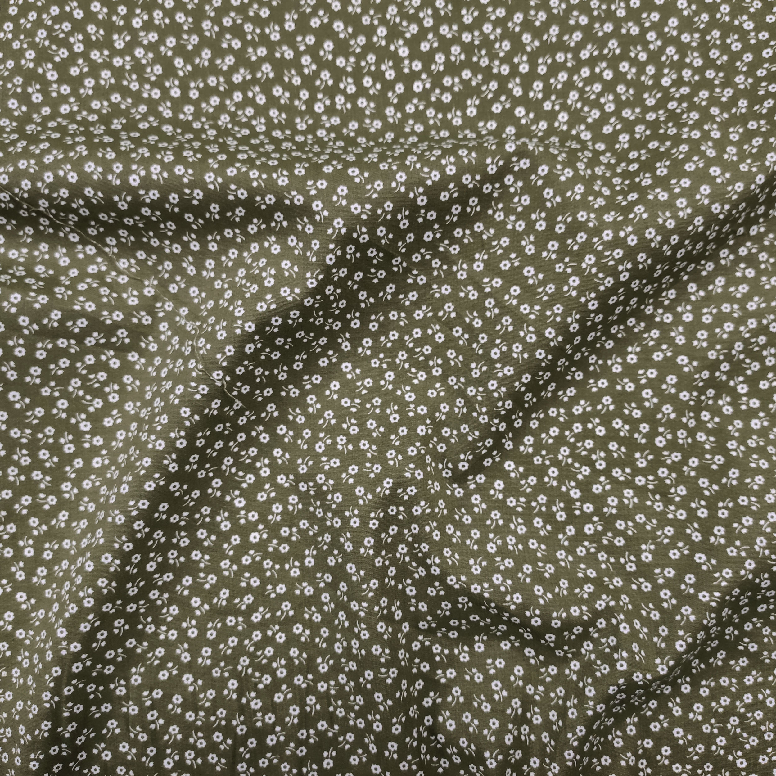 Elasticised Cotton Green Flowers