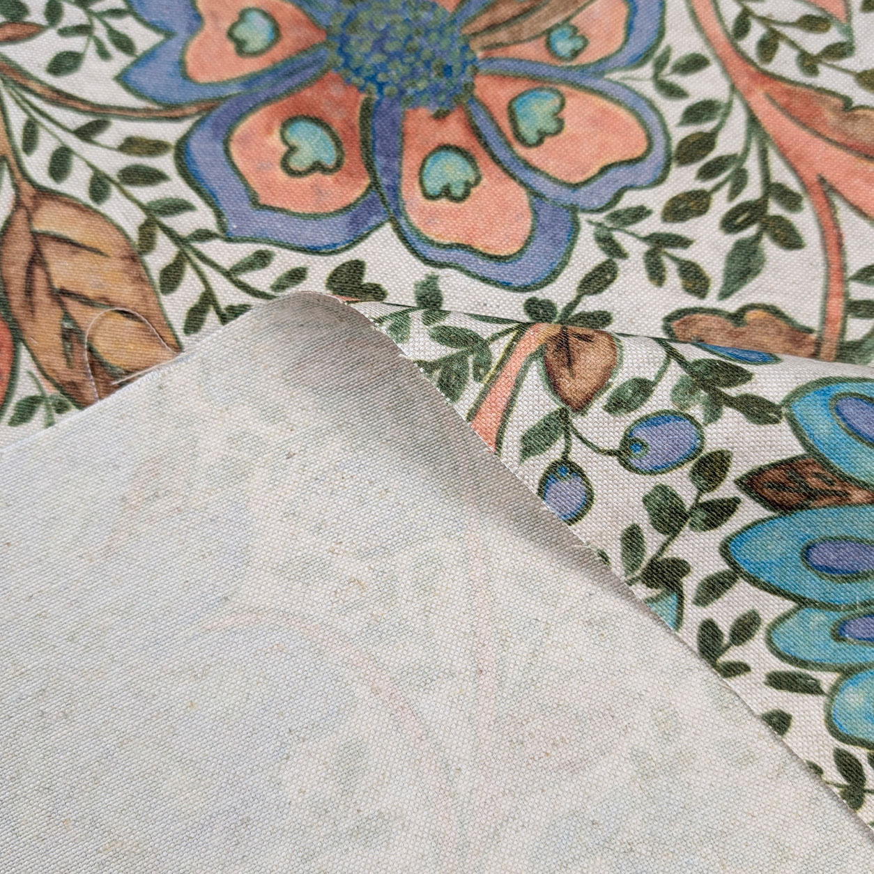 Panama Mixed Linen Blue Flowers H 280 cm Image