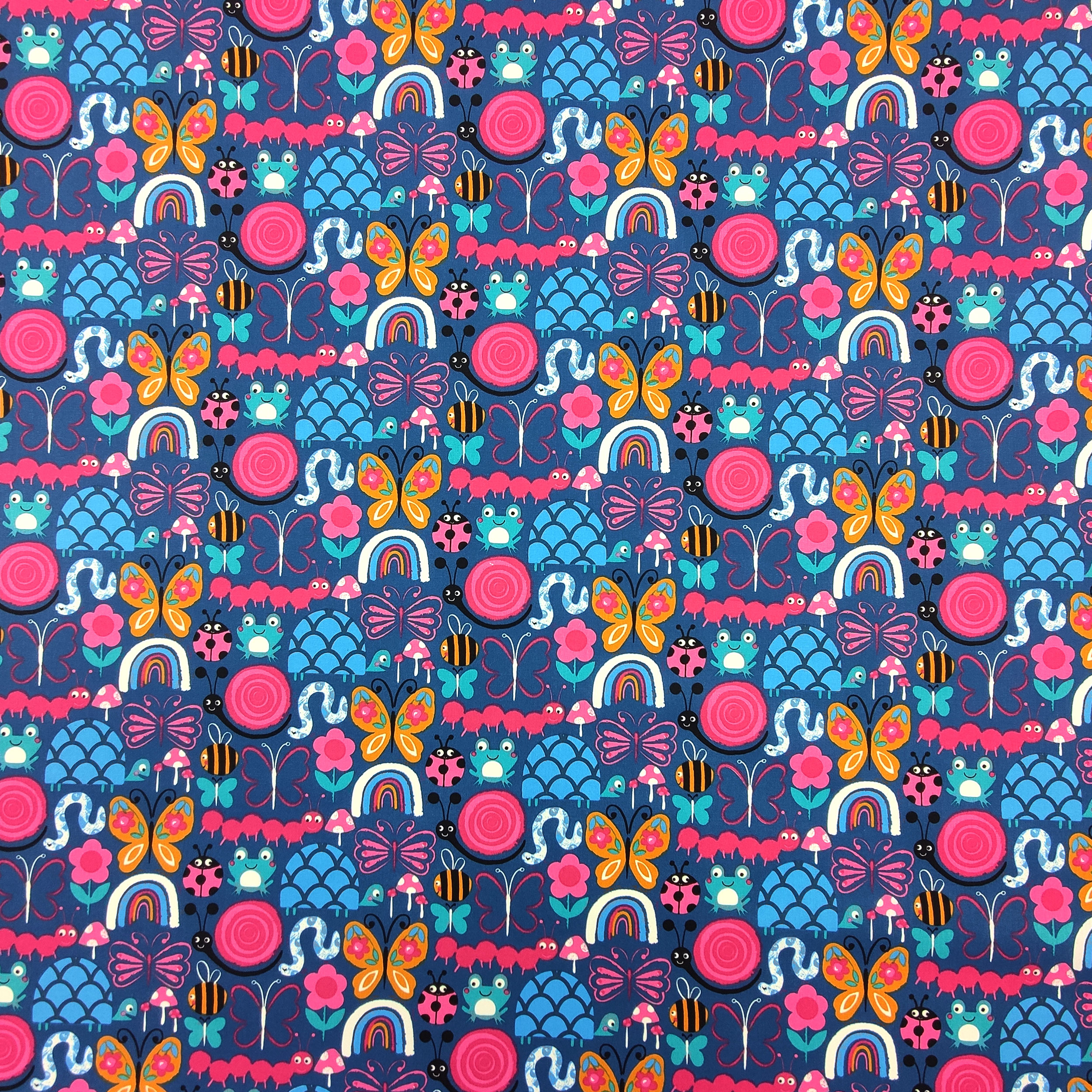 Tissu de coton Fond animal bleu