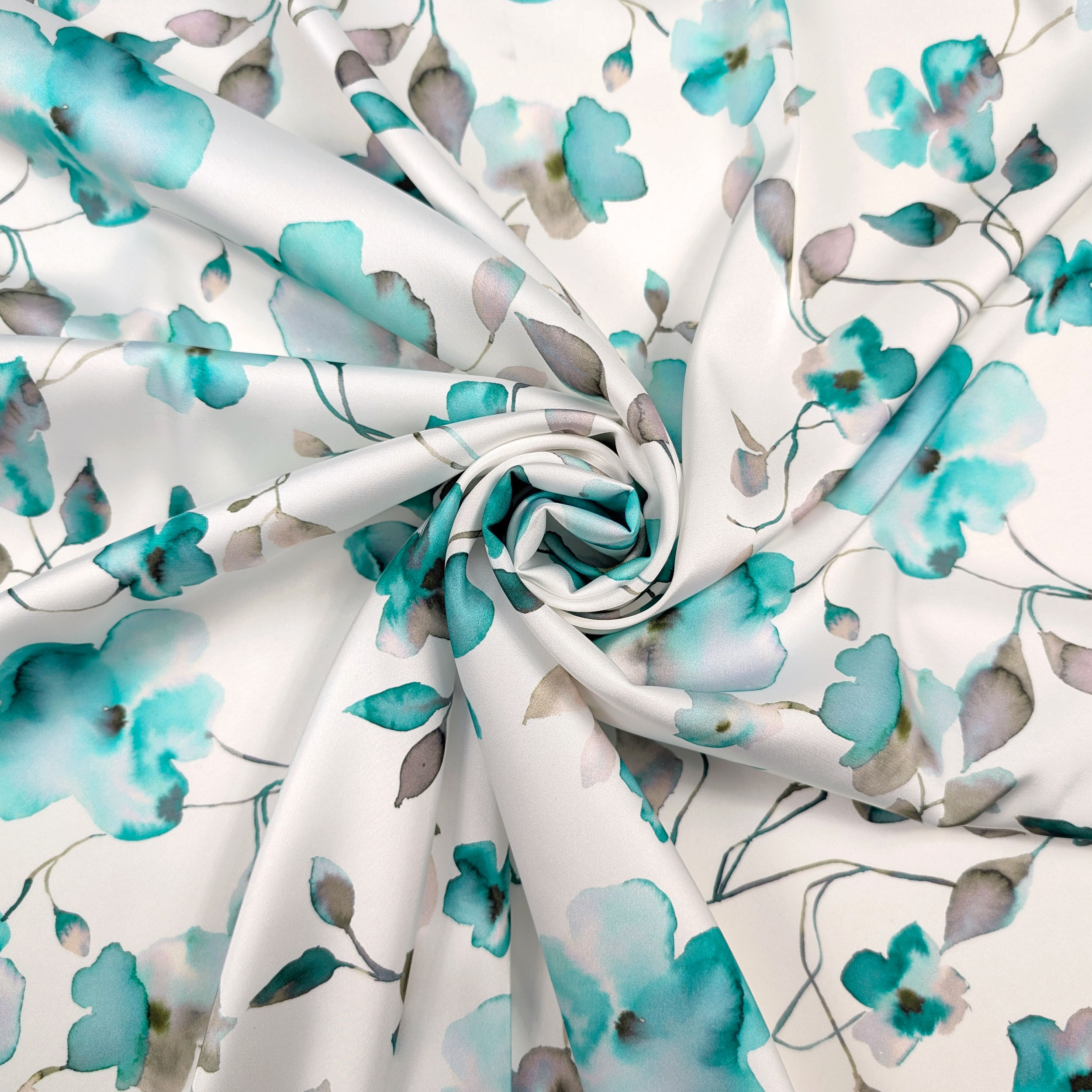Ensemble de satin haute couture aquarelle fleurs Aqua Green Image