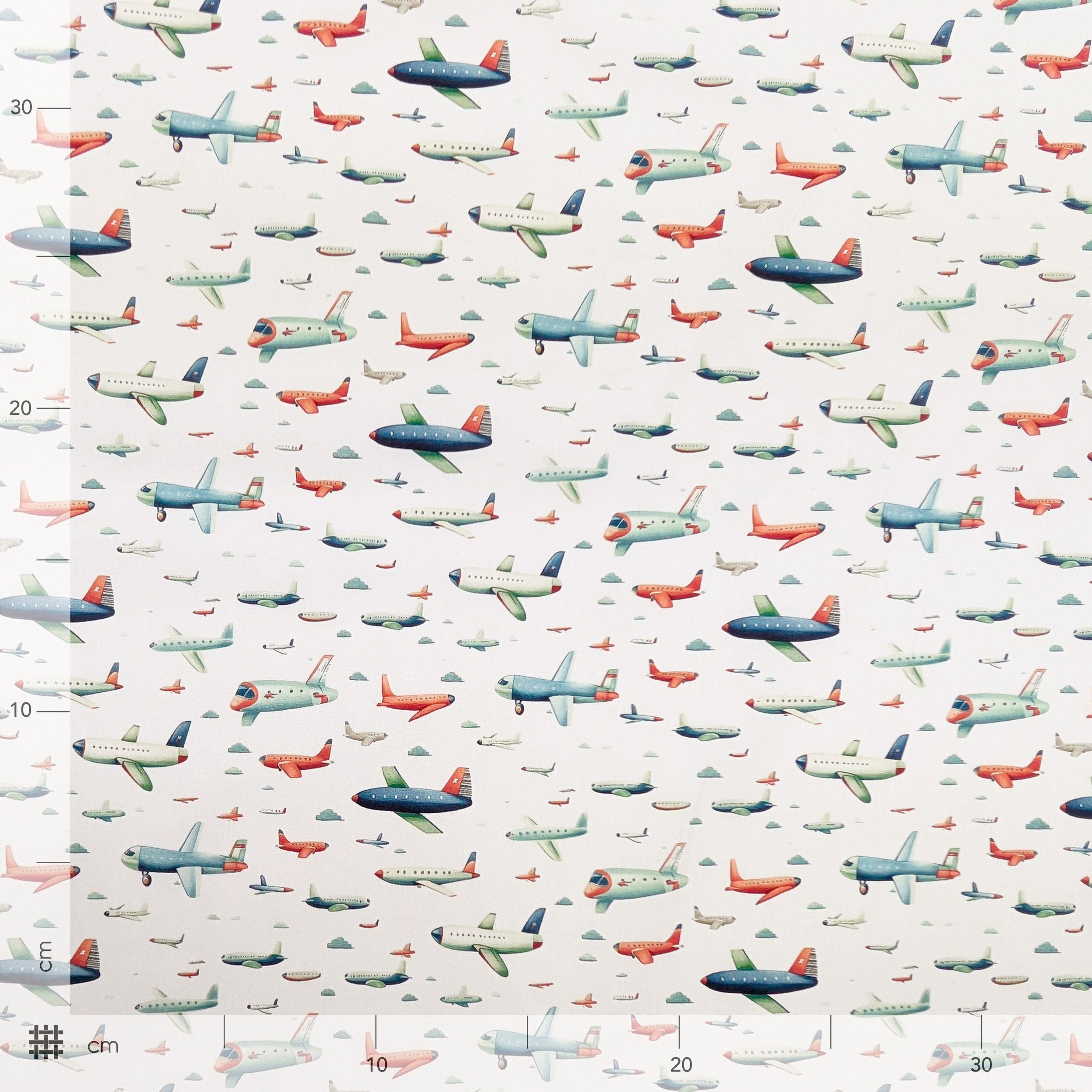 Poplin Cotton Aeroplanes White Background Image