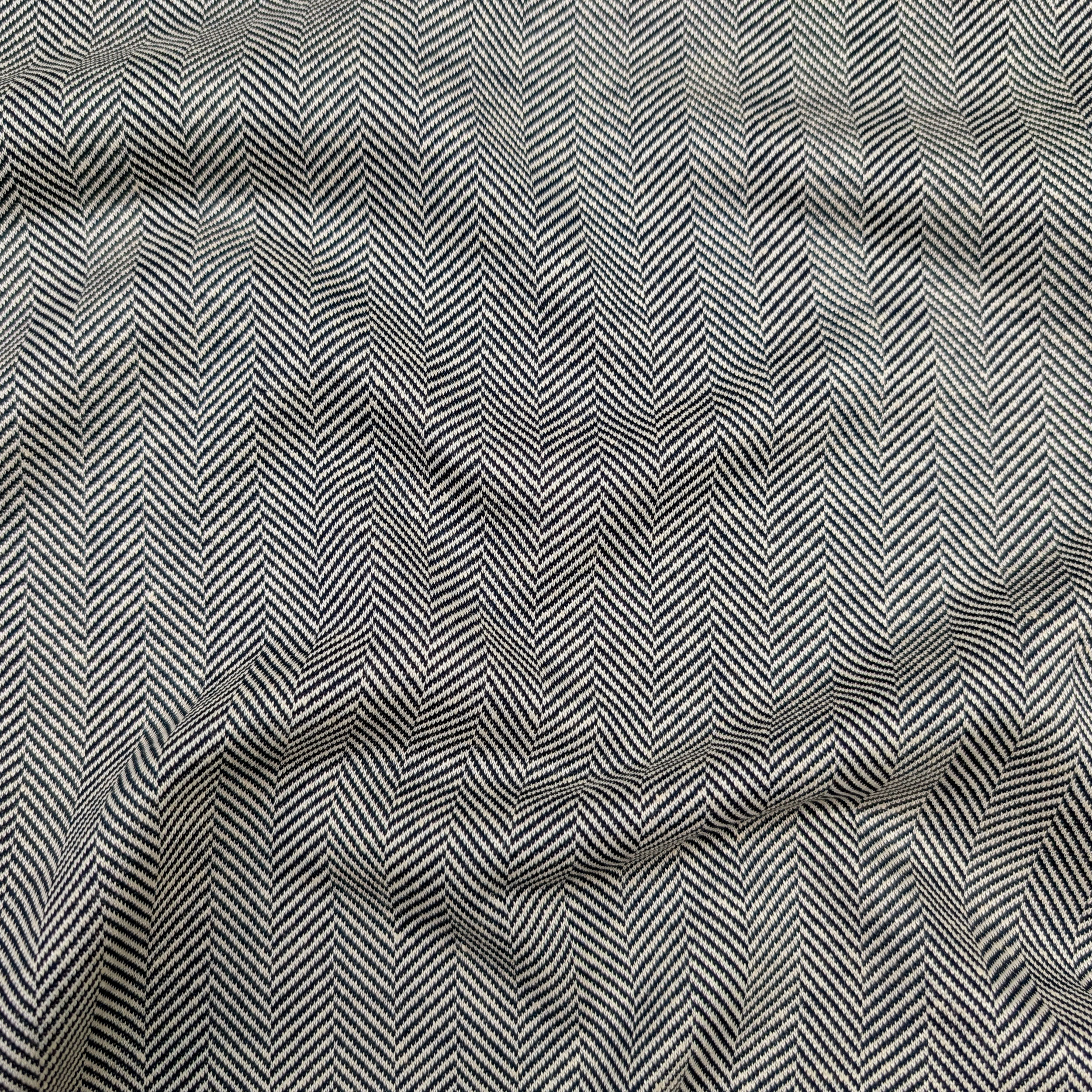 Dark Blue and Cream Herringbone Cotton Image