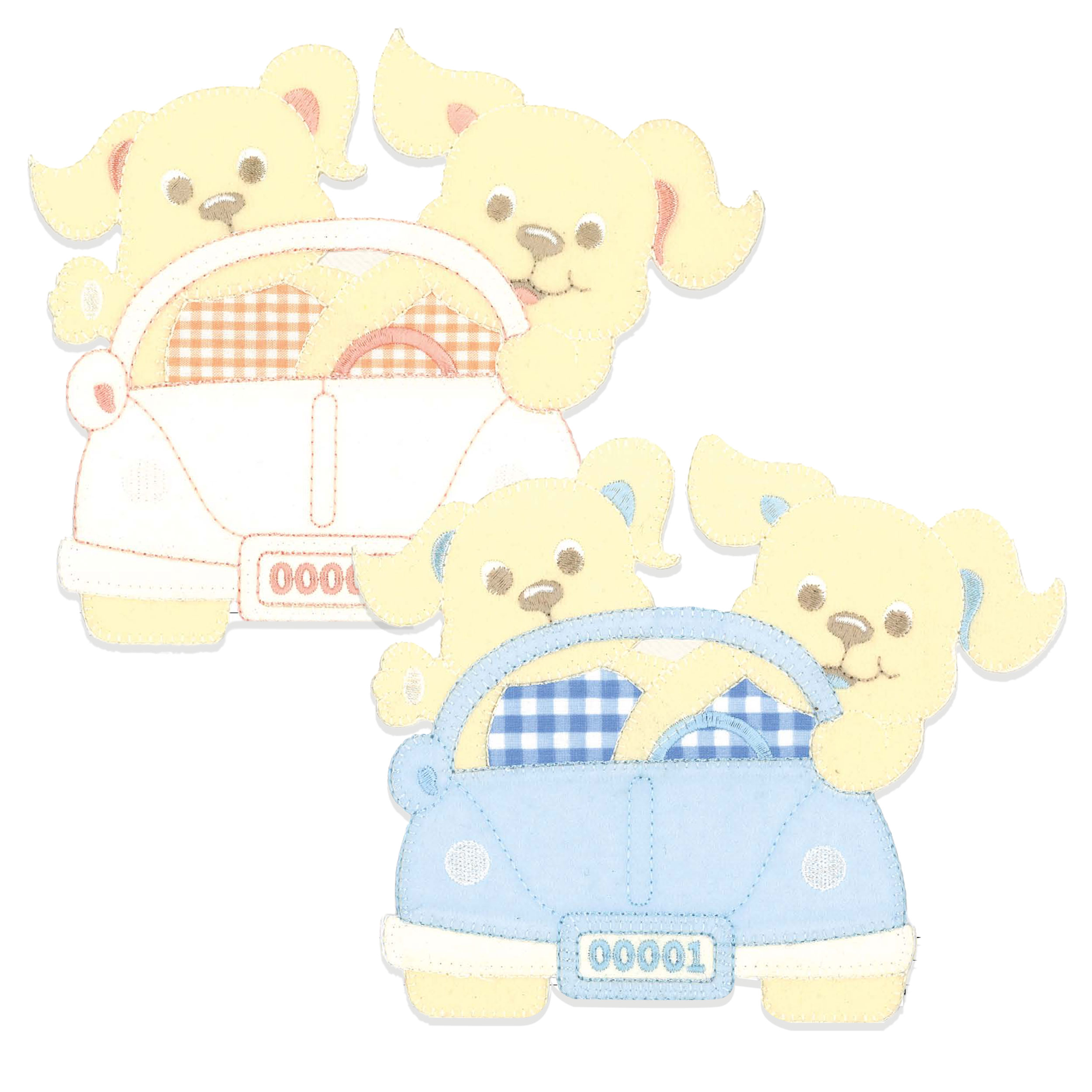 Thermoadhesive application with dogs in the car Image