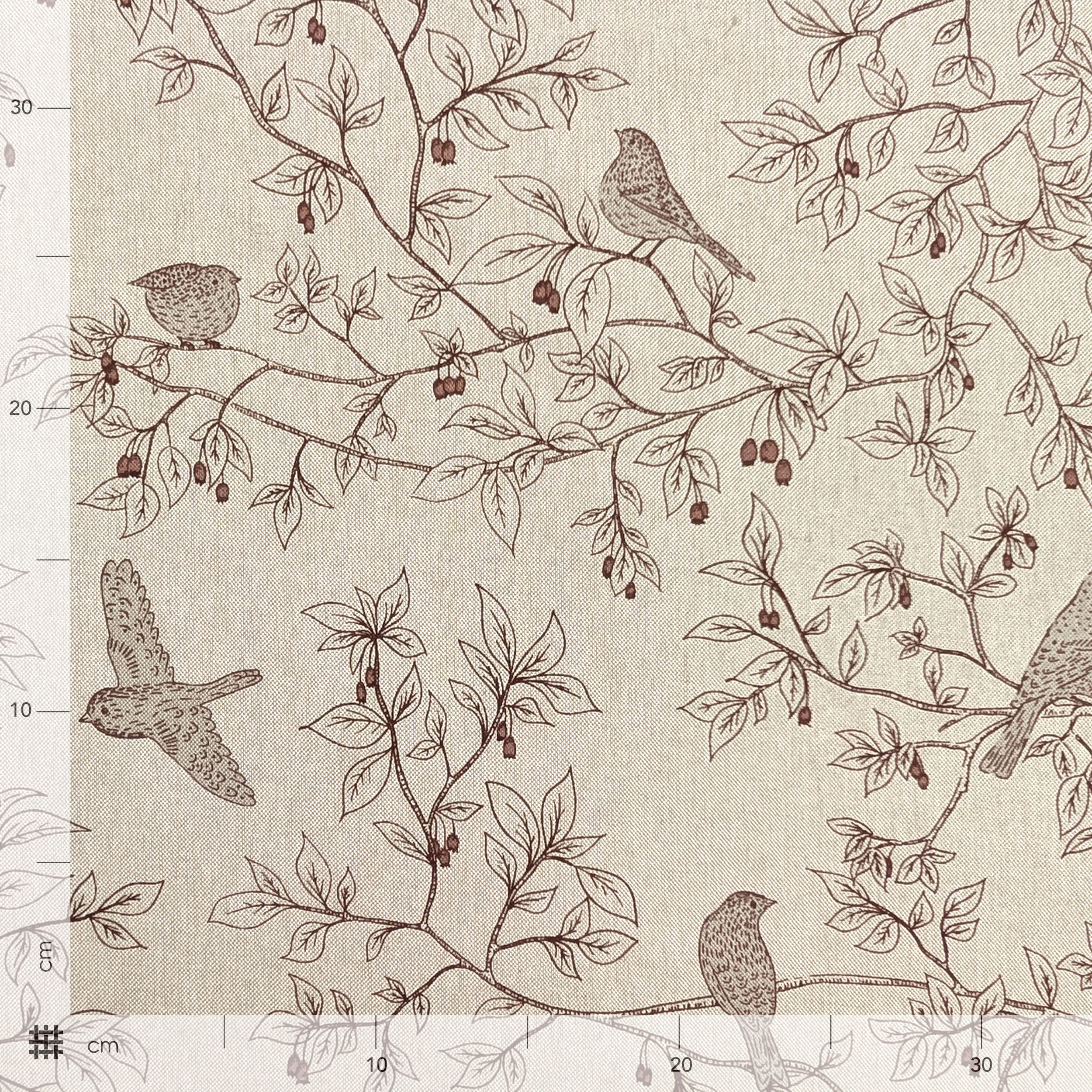 Panama Fabric Birds and Twigs Fantasy Image