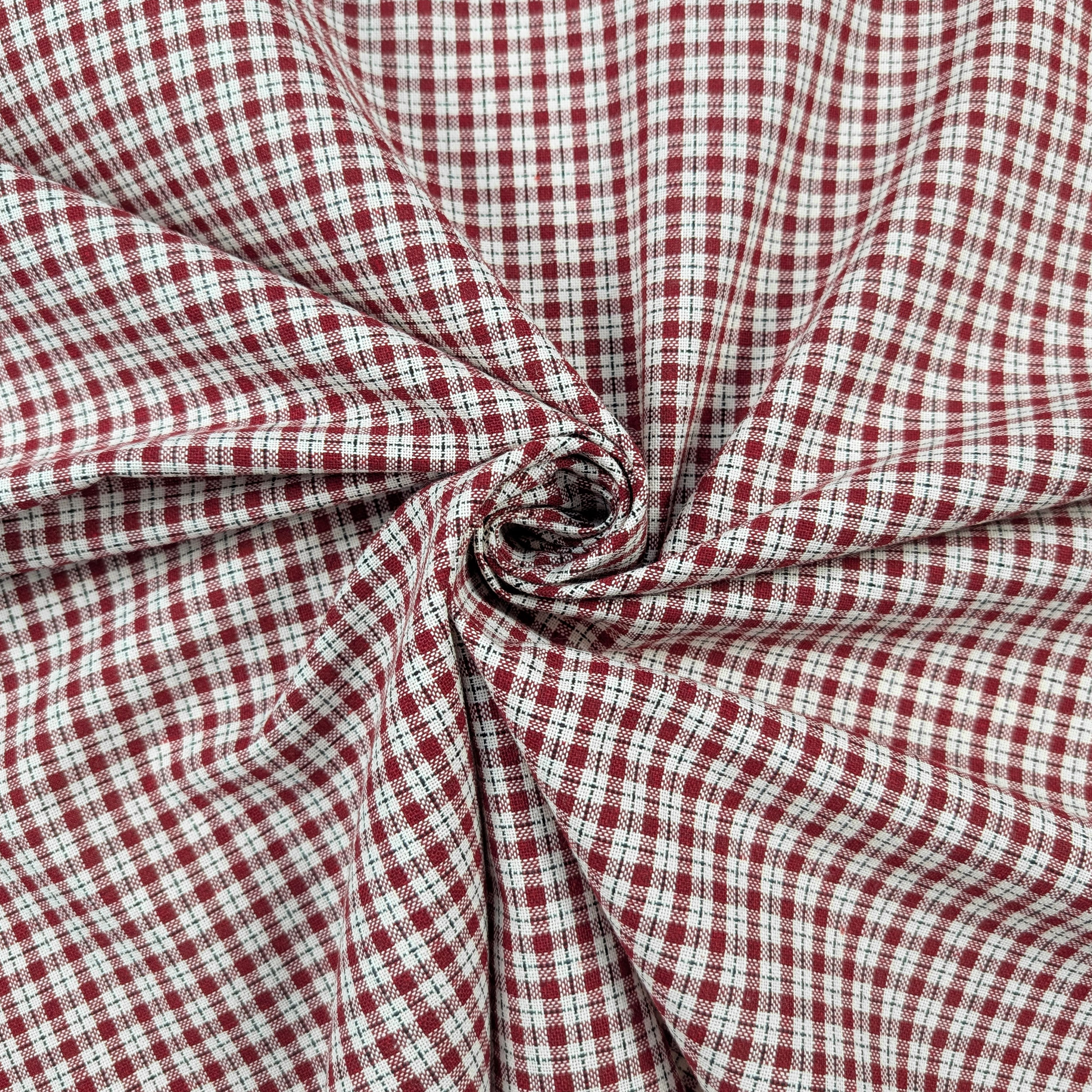 Bordeaux Mini Yarn Dyed Check Fabric Image