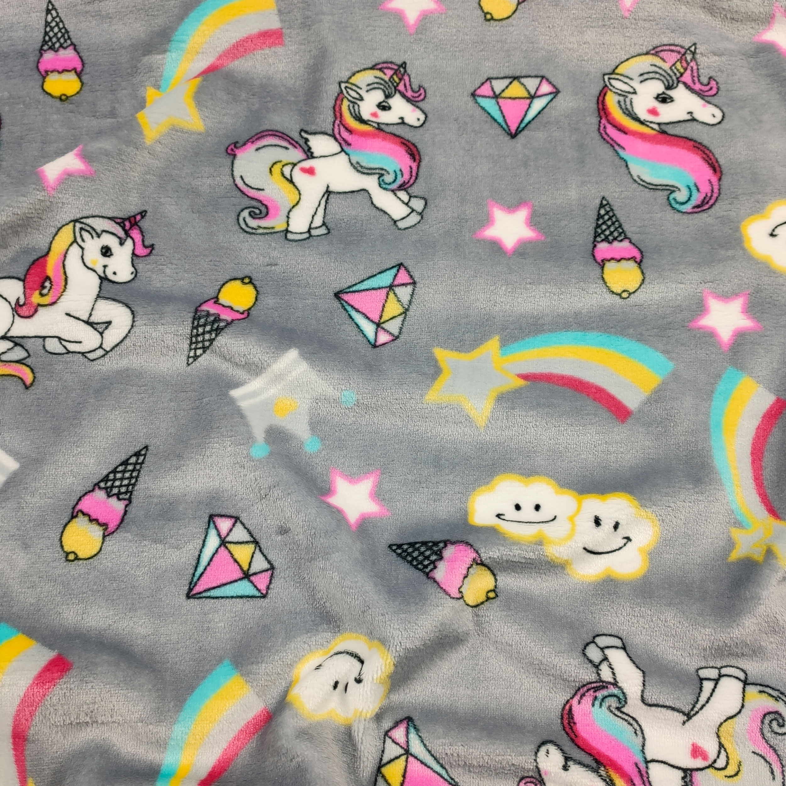 Vellón Mano Cachemira Unicornios Fondo Gris