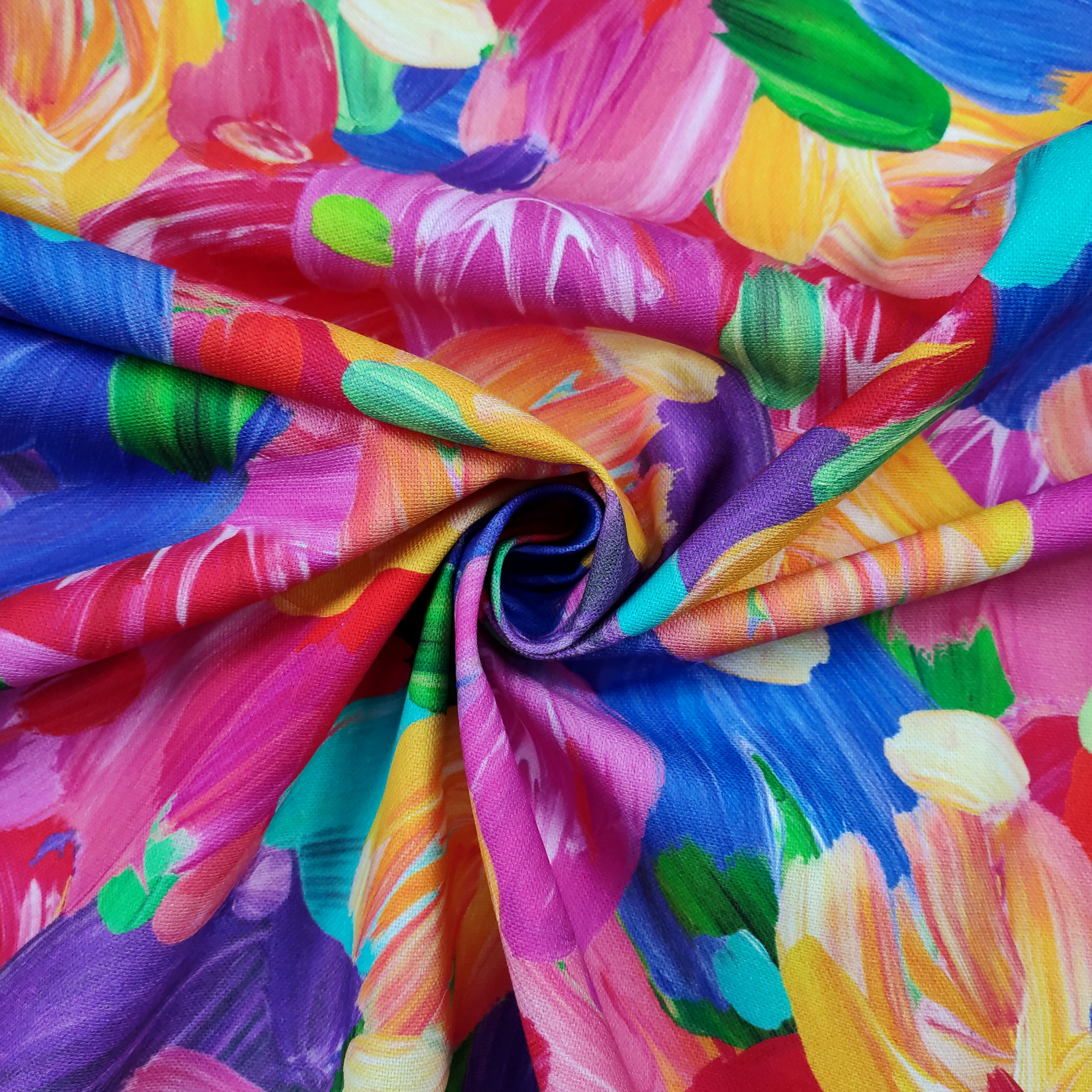 Tela de algodón de Panamá Tulipanes pintados