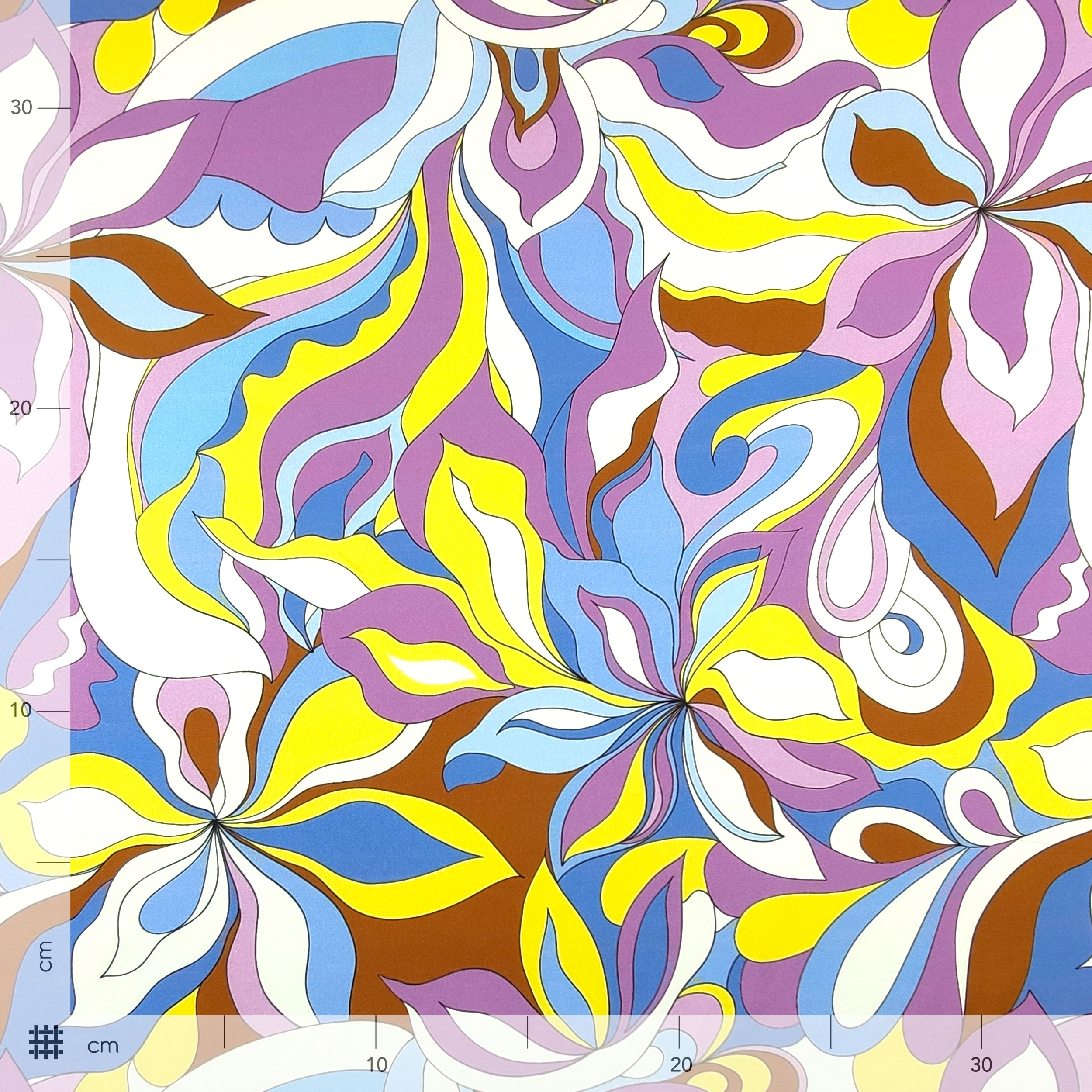 Elasticated Satin Satin Fashion Abstract Flowers Lilac and Yellow