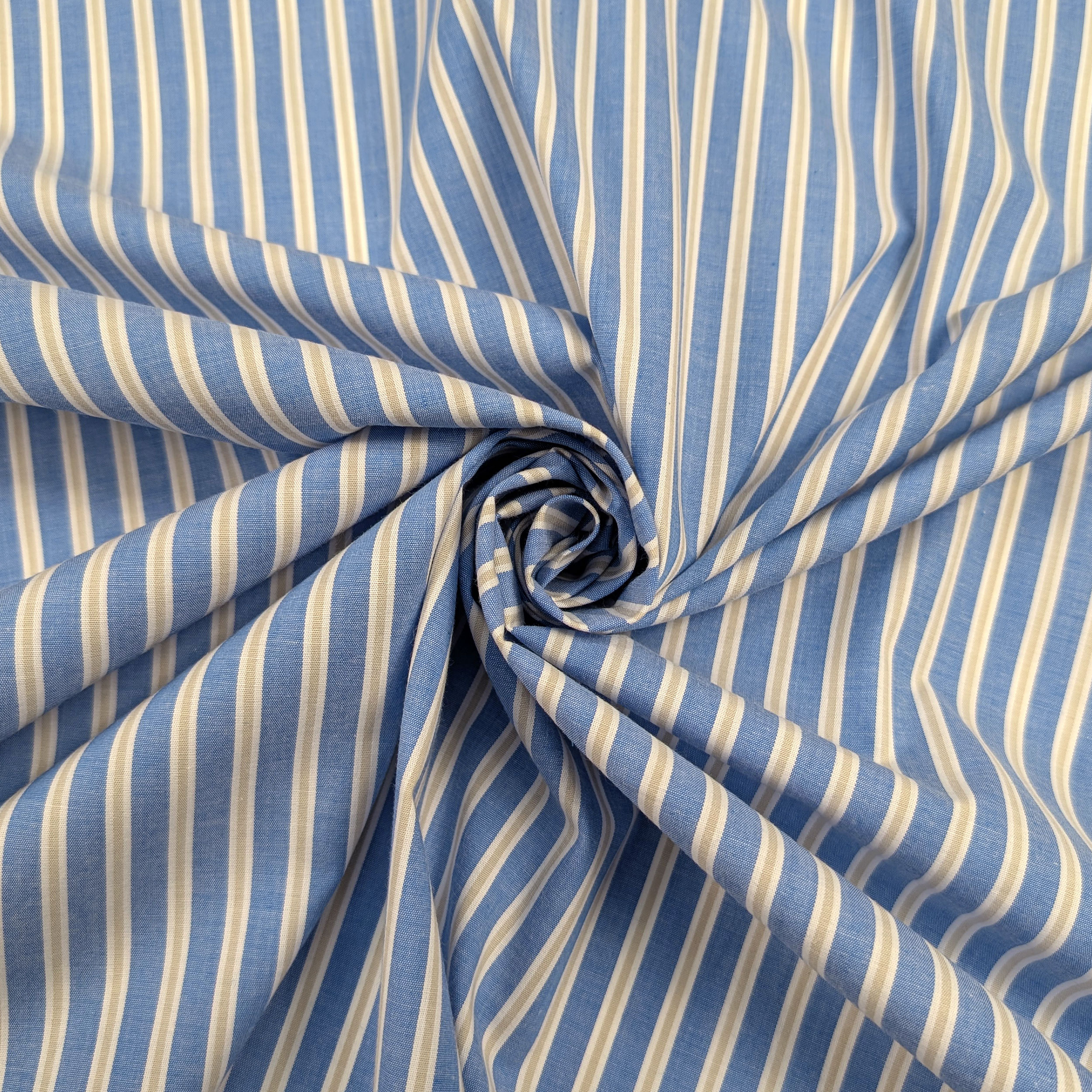 Light Blue Stretch Cotton for Shirts with Stripes Image