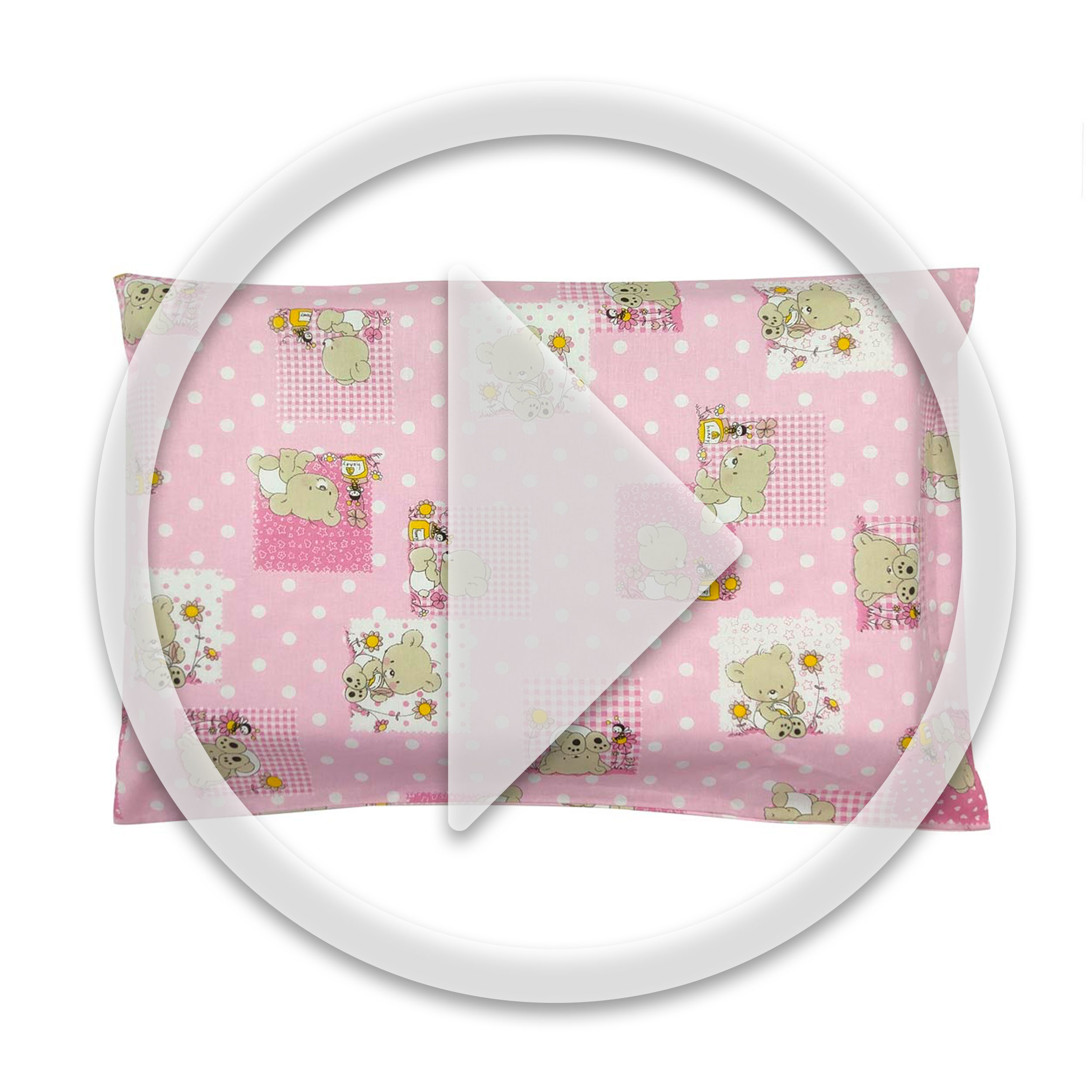 Bees and Teddy Bears Pink Cotton Pillowcase Image