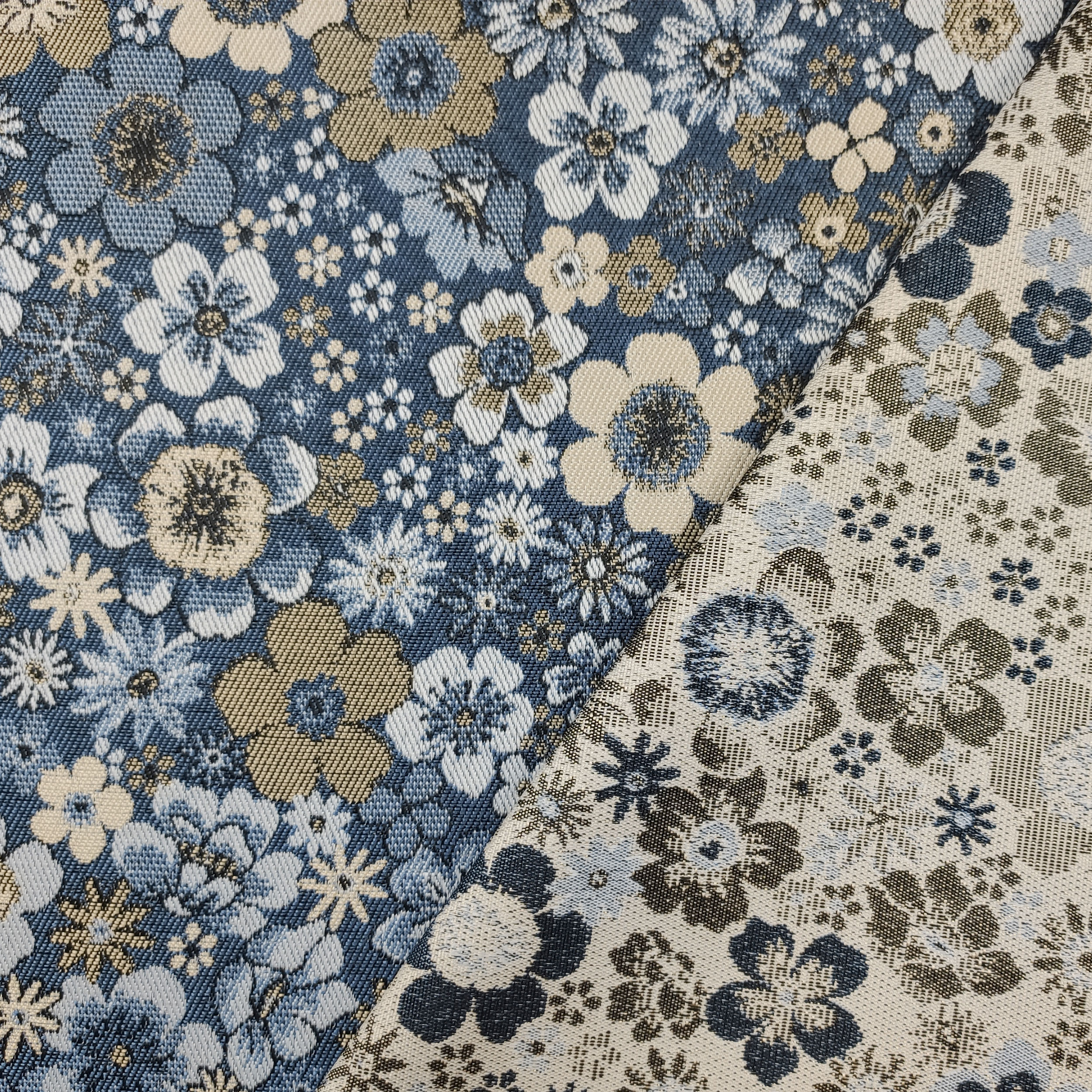 Tissu brocart Fleurs Fond Avio Image