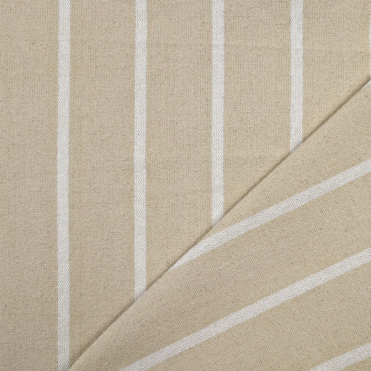 Natural Linen Cotton White Stripes Furnishing Image