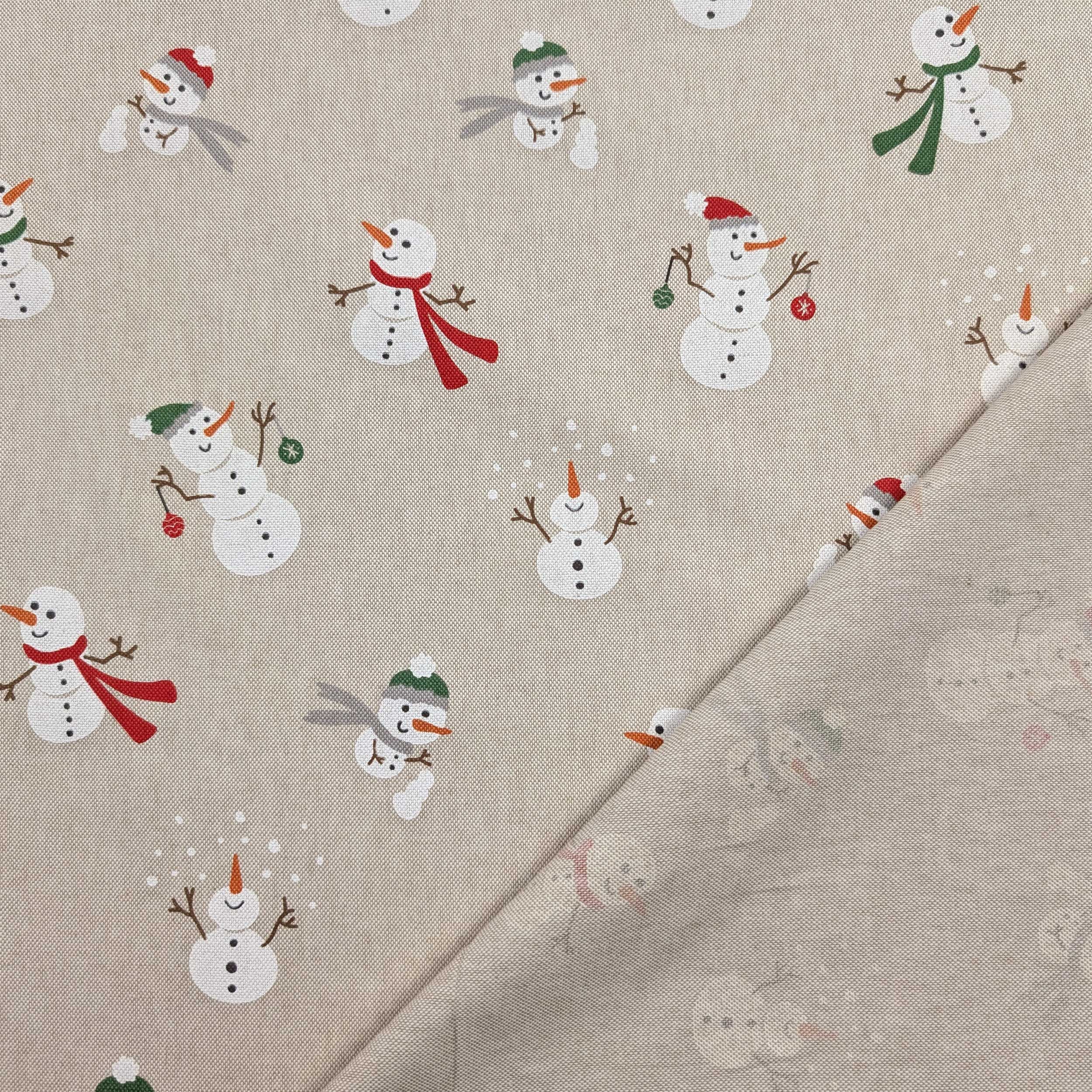 Panama fabric with snowman pattern Image