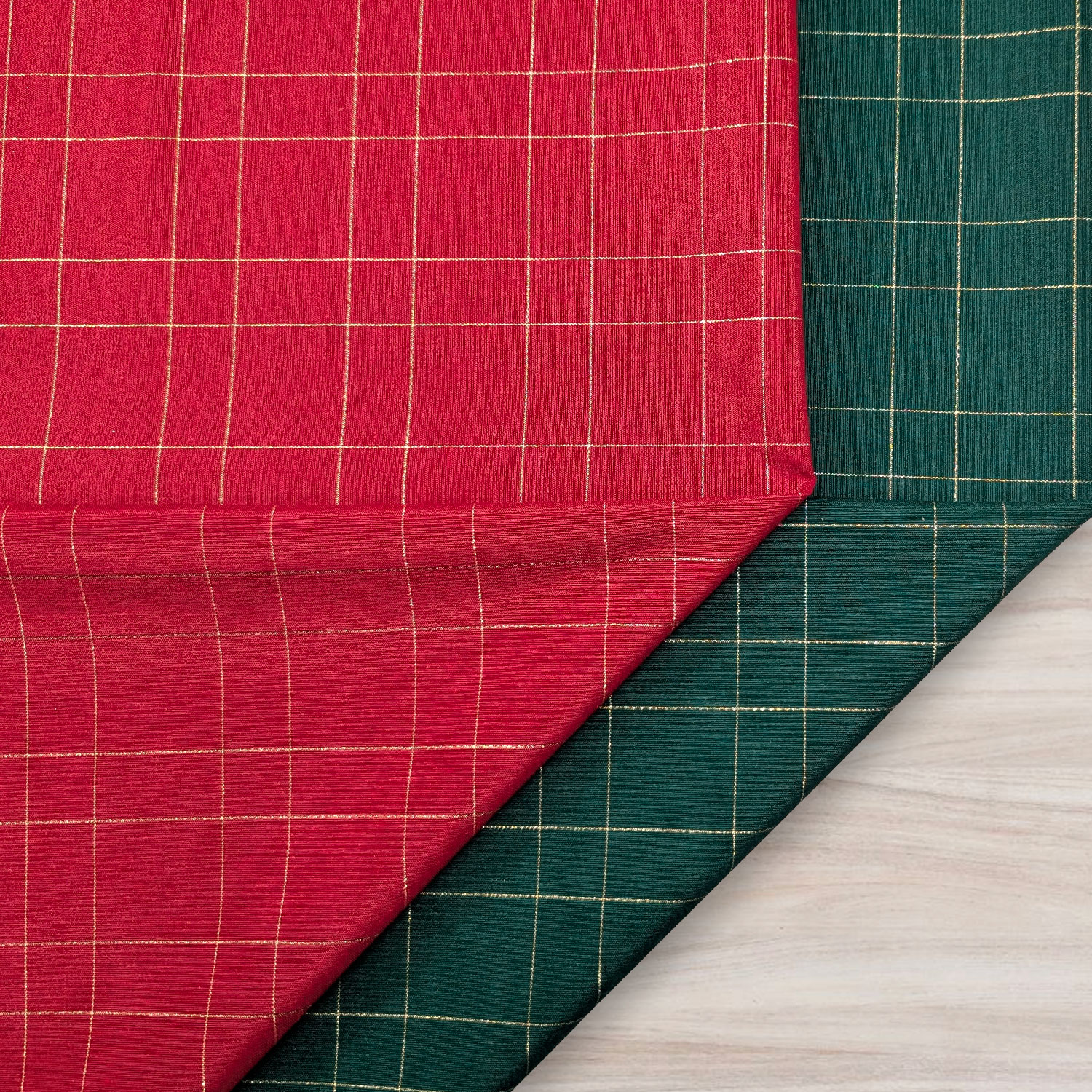 Mixed Cotton Christmas Green Stripes Gold Lurex Image