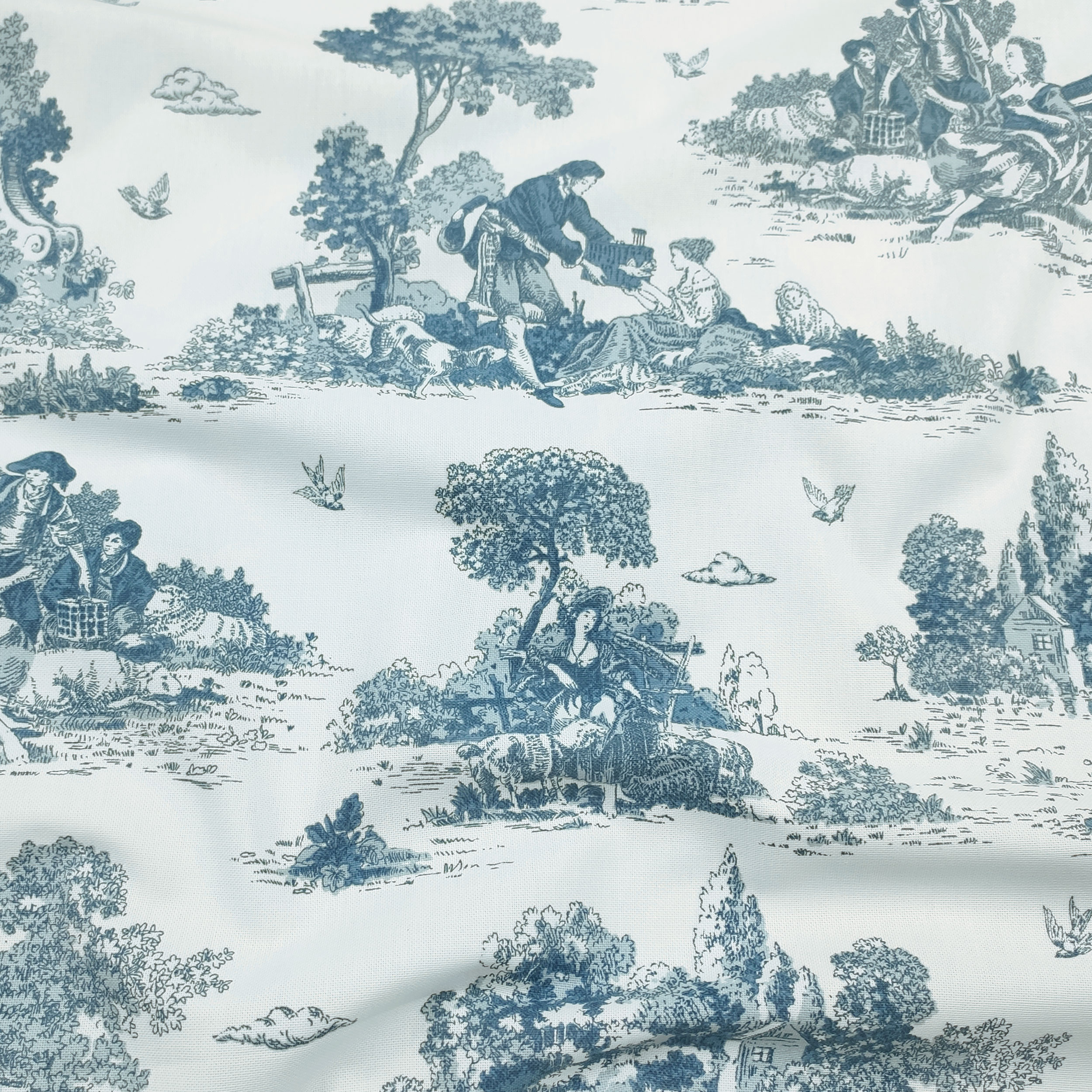 Ausschnitt Panama Toile de Jouy Petroleum 50x140 cm