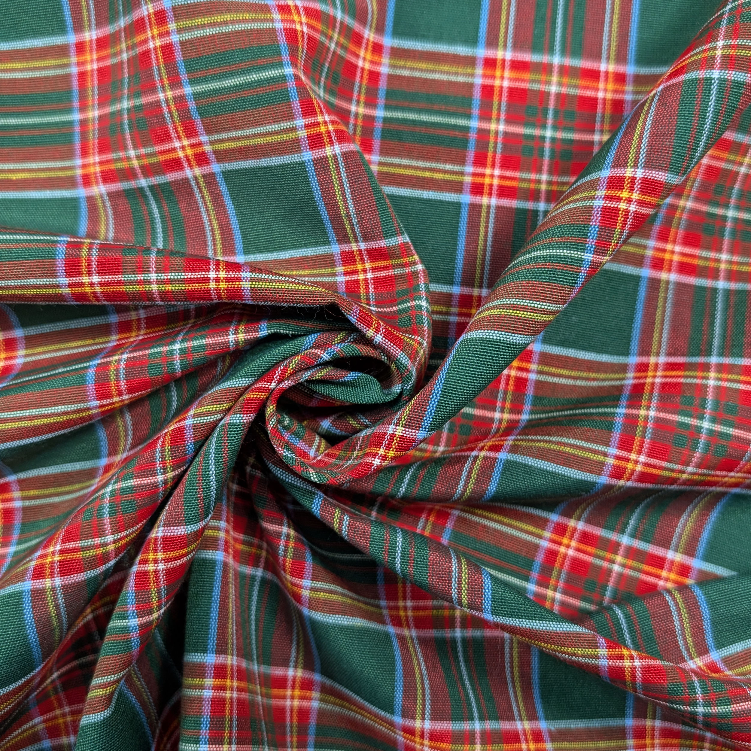 Medium Tartan Fabric Green Red Checks Image