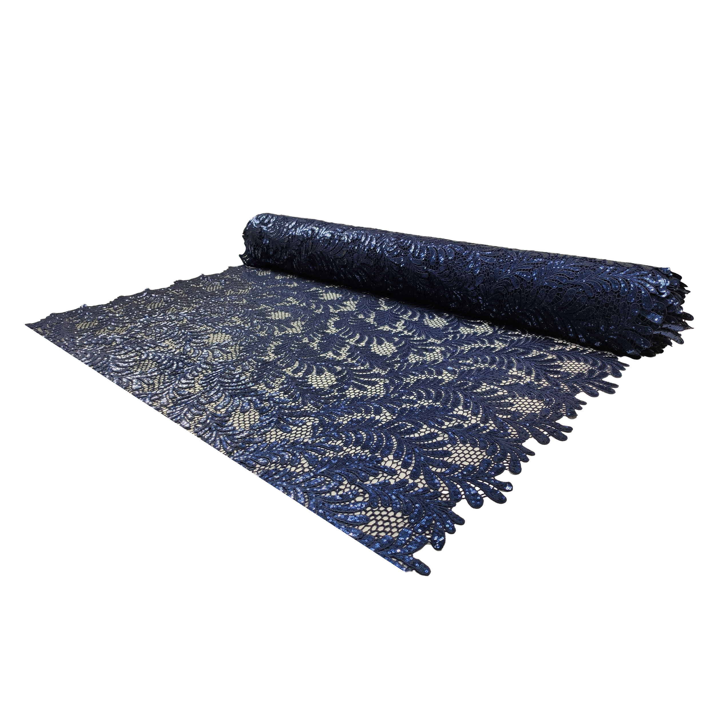 Macramé Double Scalloped Sequins Blue Image
