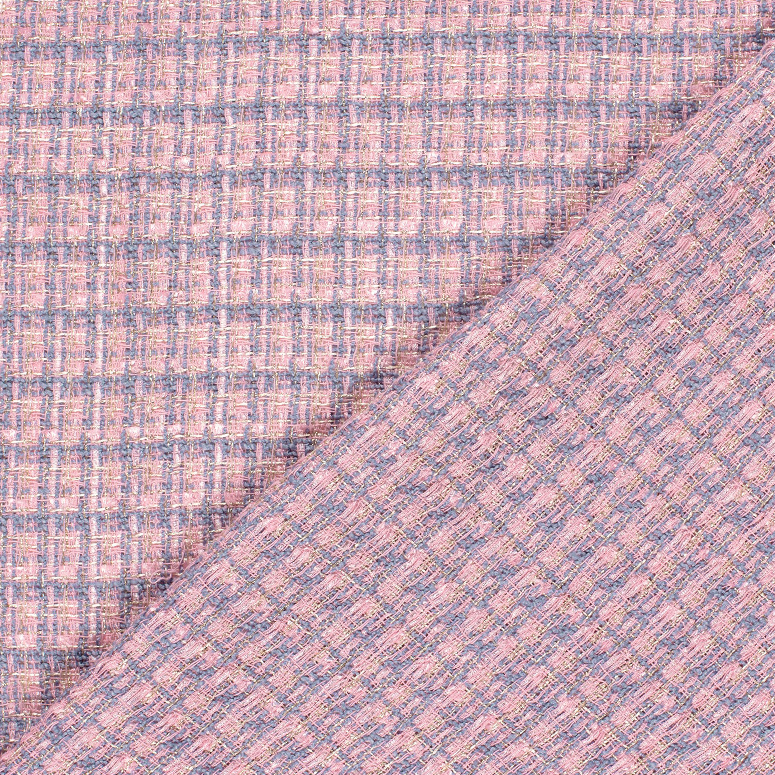 Tweed Rose Bleu clair Poudre Lurex