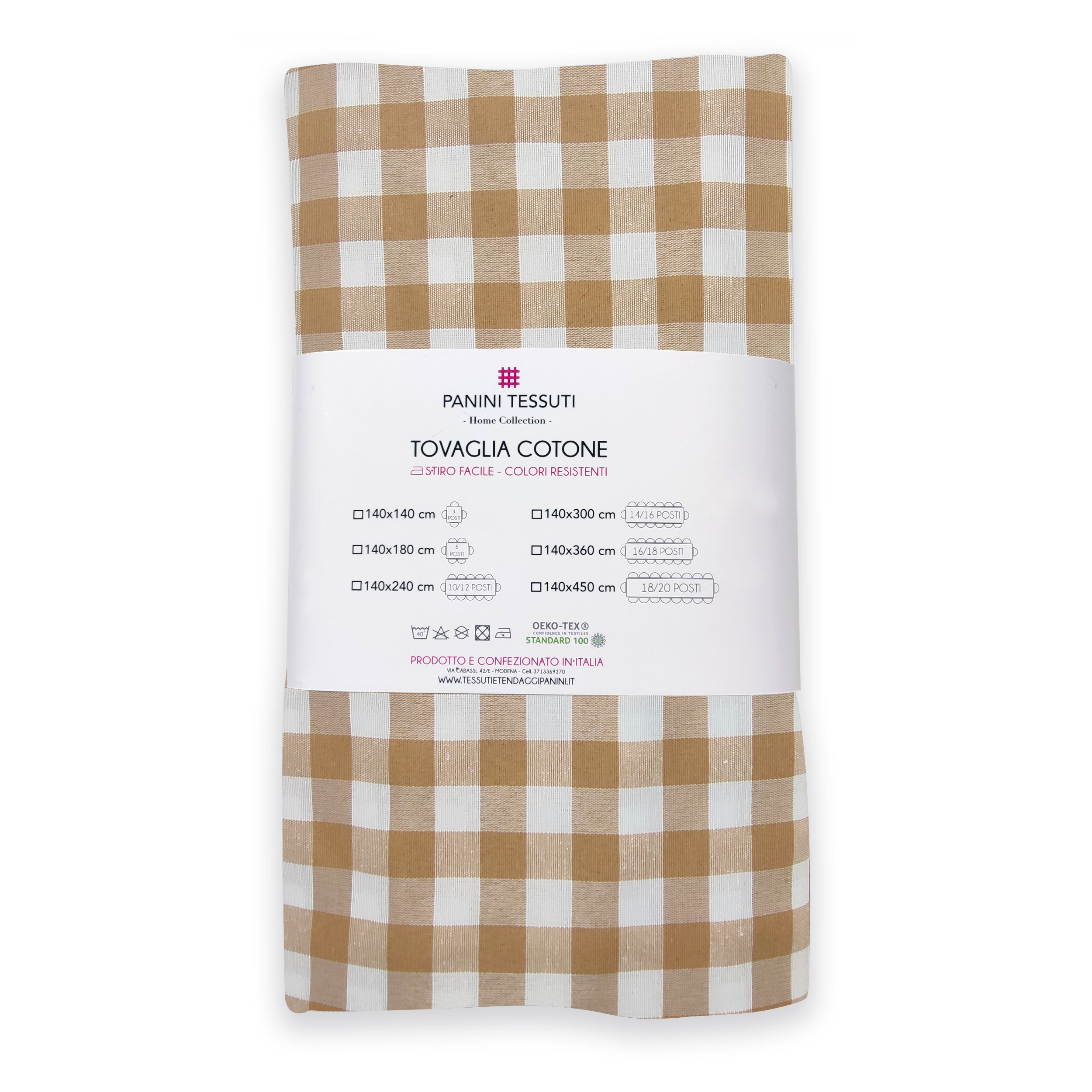 Checked tablecloth Biscuit 140x140 cm Image