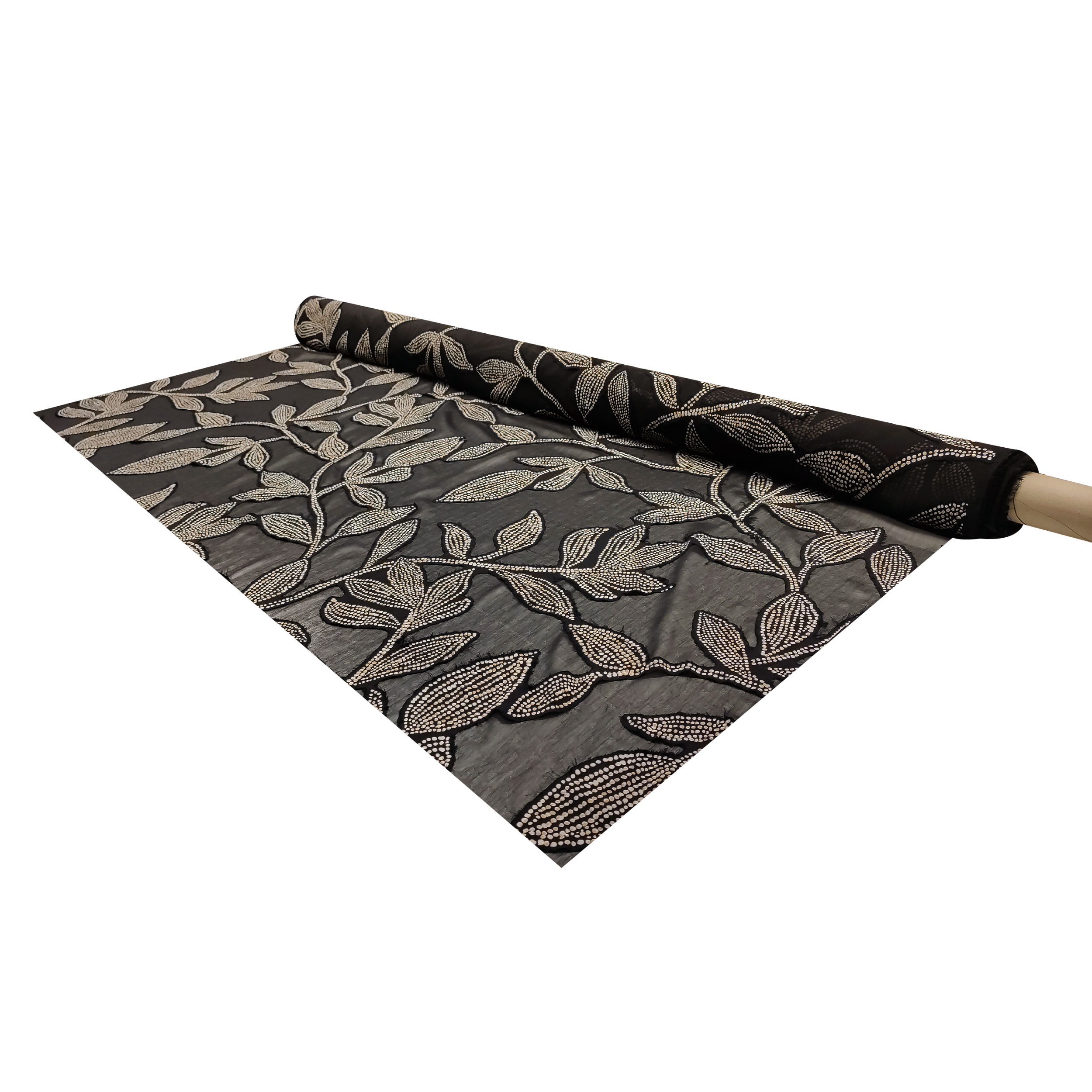 Voile Fantasy Leaves Devorè Beige