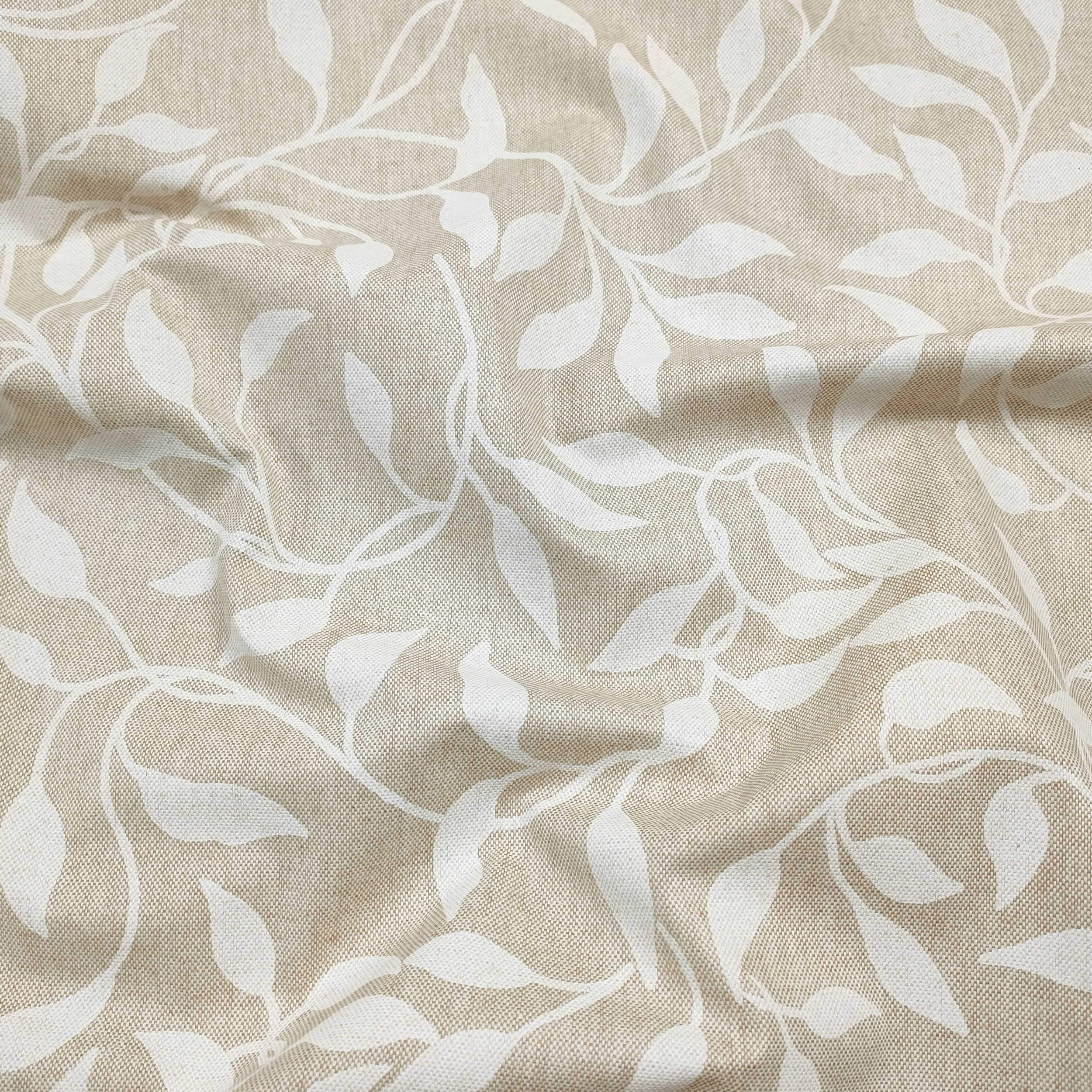 Stoff für Tischtuch Cotton Foliage Weiß
