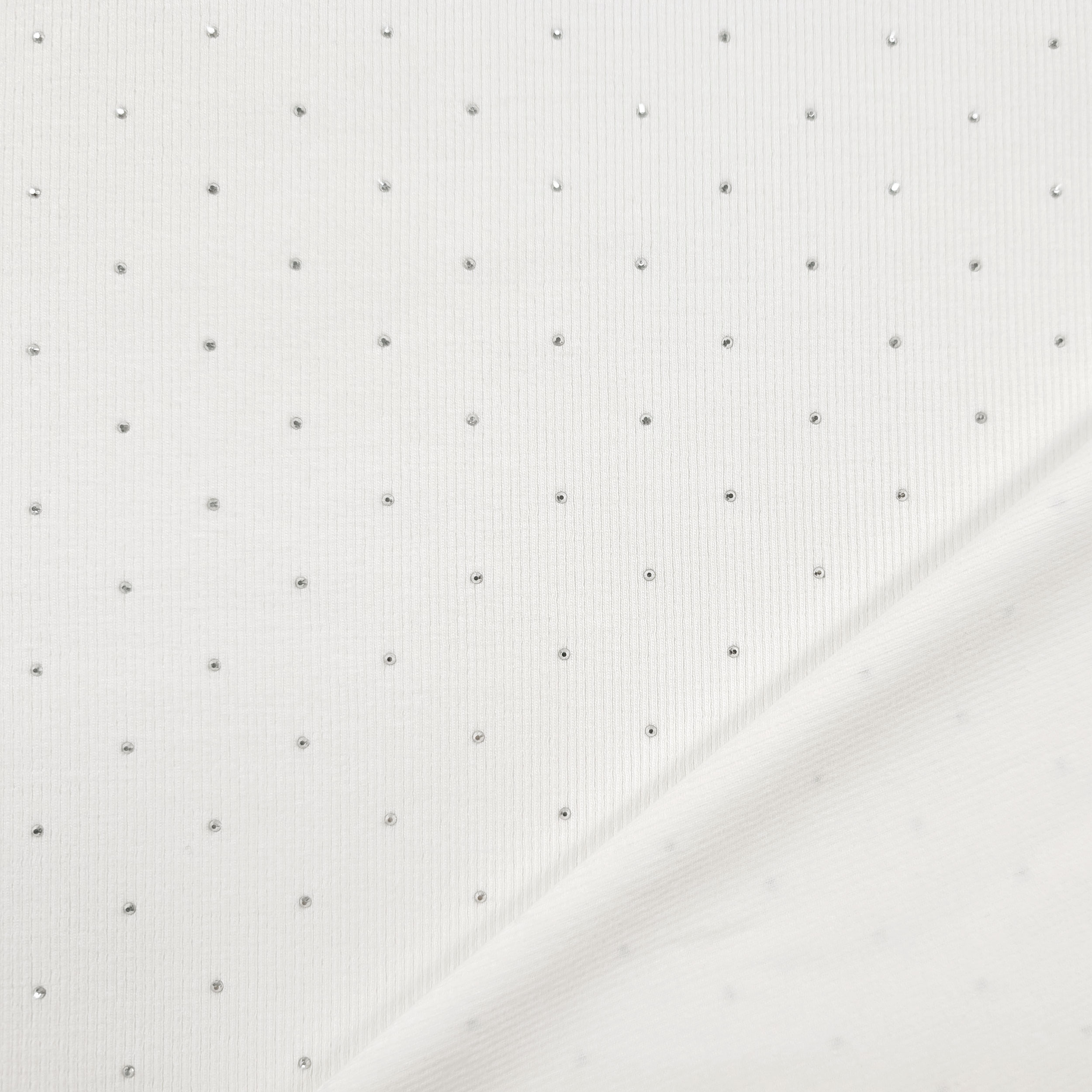 Jersey Cotton Ribbed Rhinestone White Image