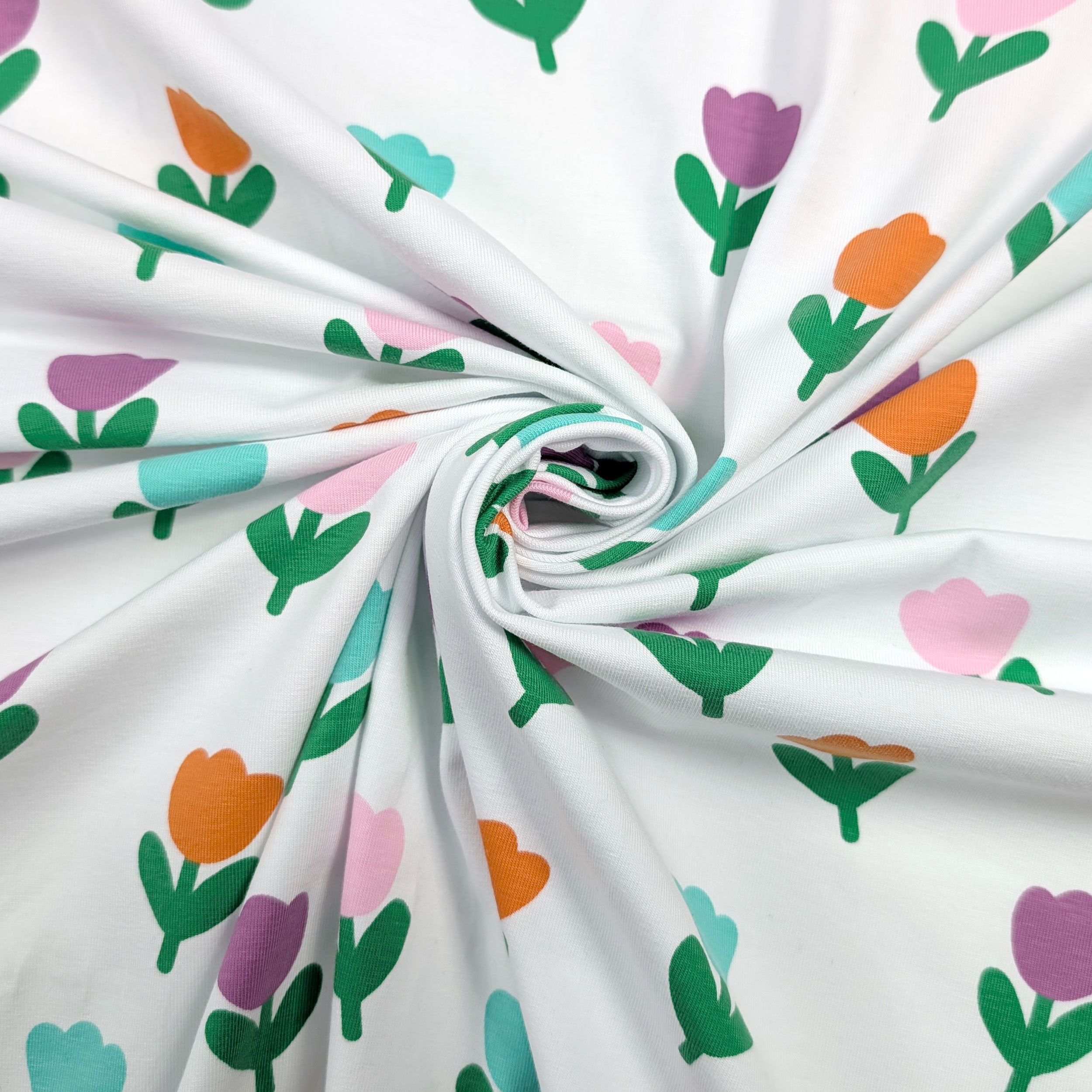 Jersey Cotton Tulips Coloured Image