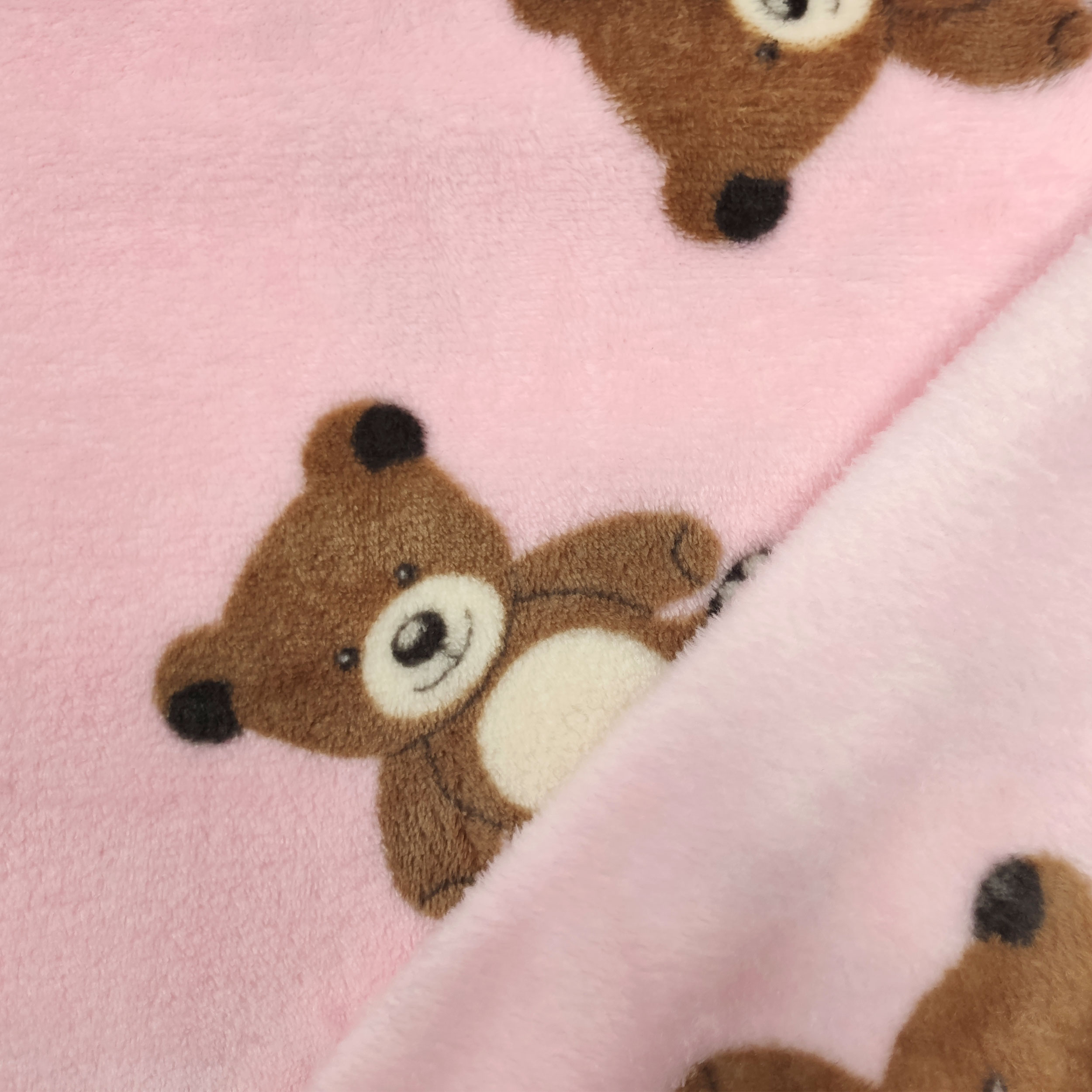 Vellón Mano Cachemira Osos Fondo Rosa