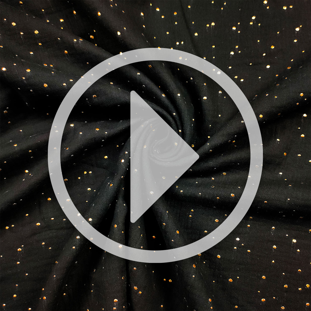 Gold Dots Black Cotton Muslin  Image