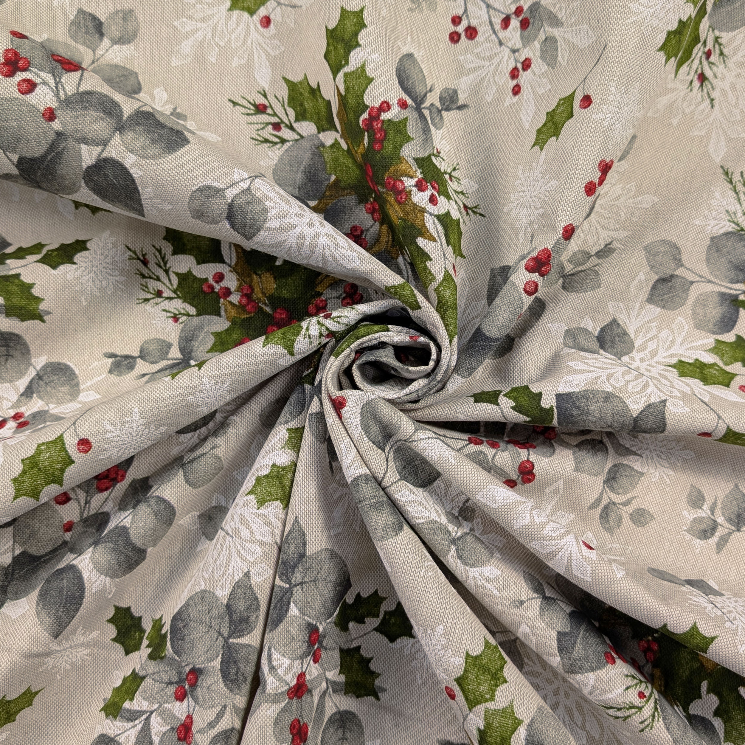 Christmas Panama Holly and Snowflakes Image