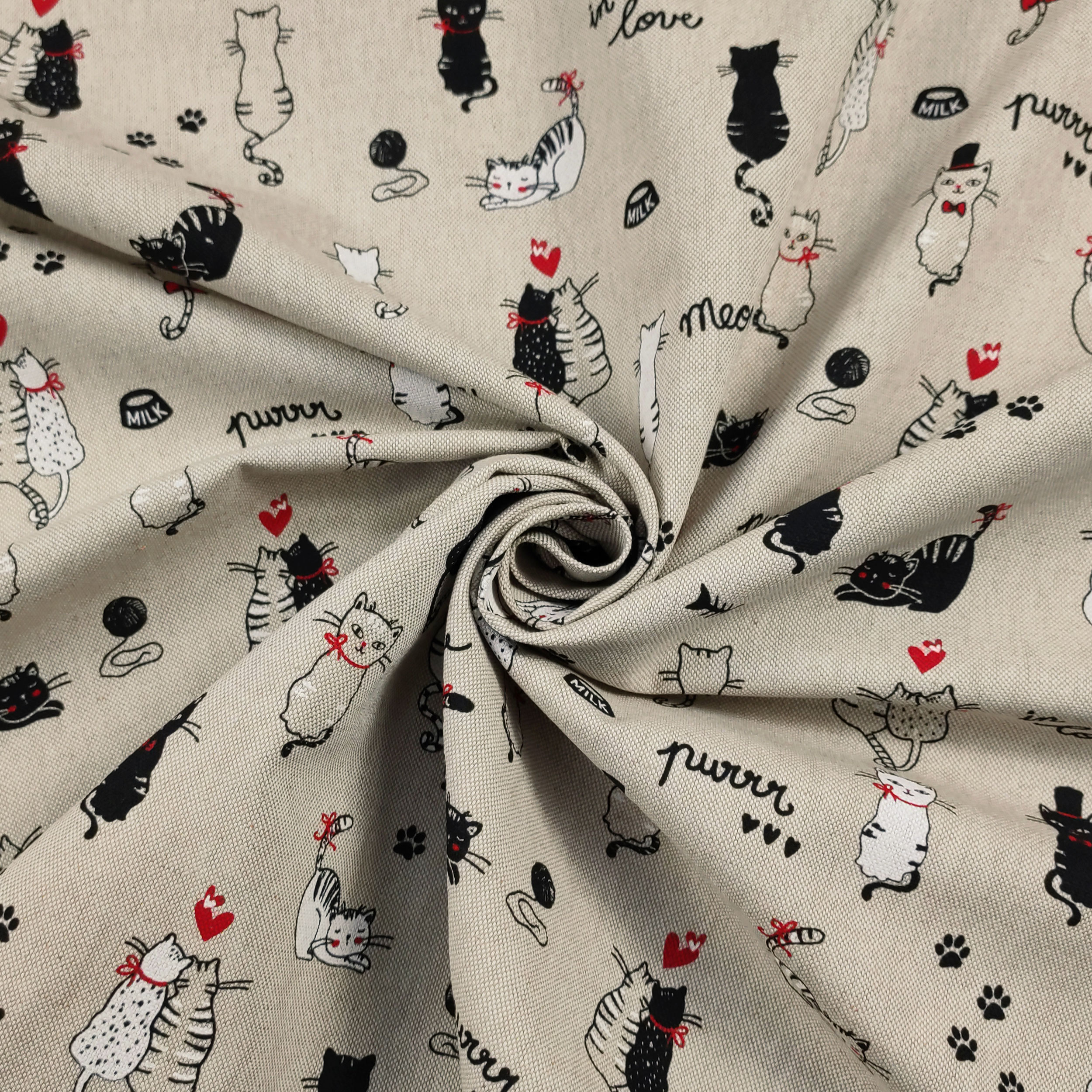 Panama Fabric Kittens In Love Image