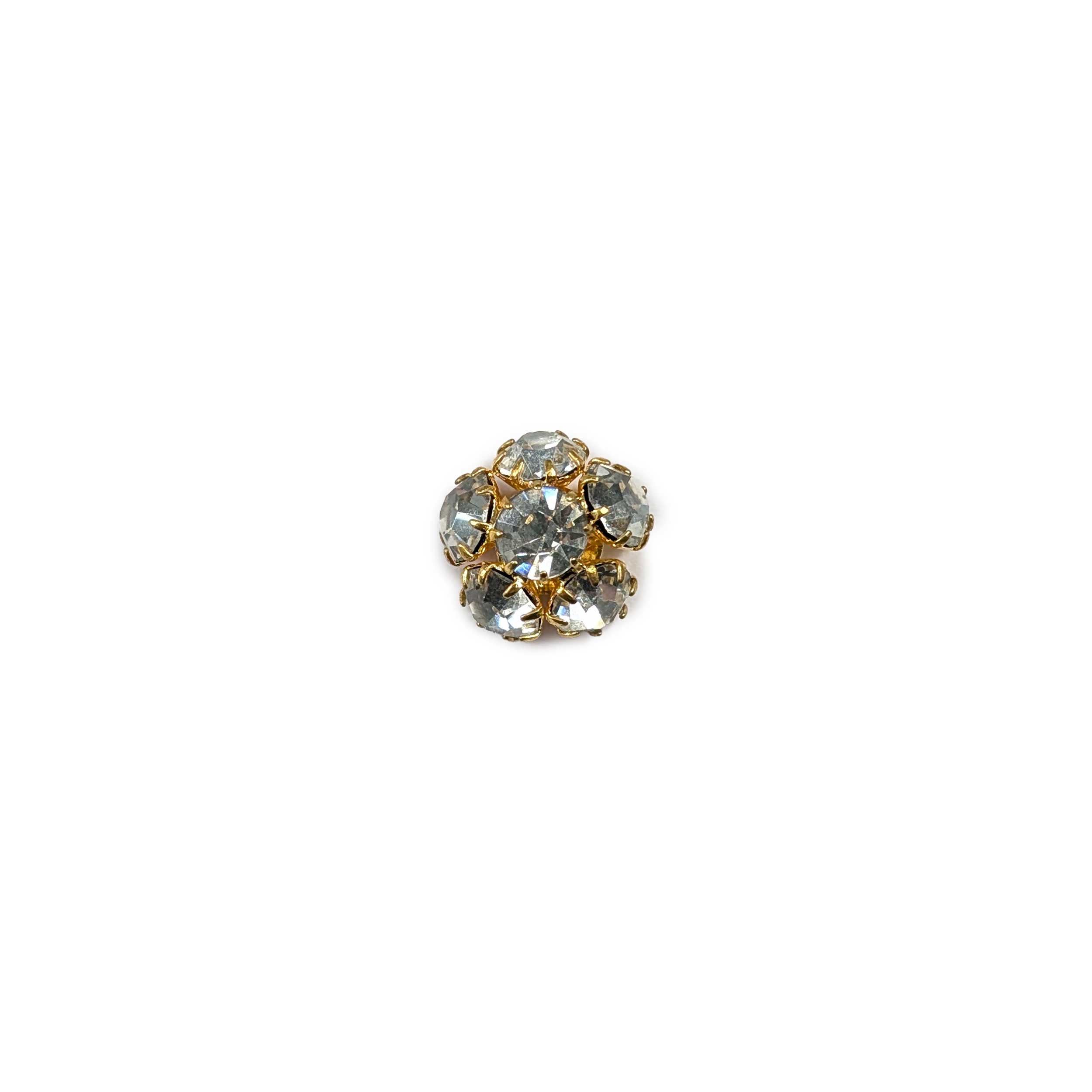 Gold Flower and Rhinestone Jewel Button Image