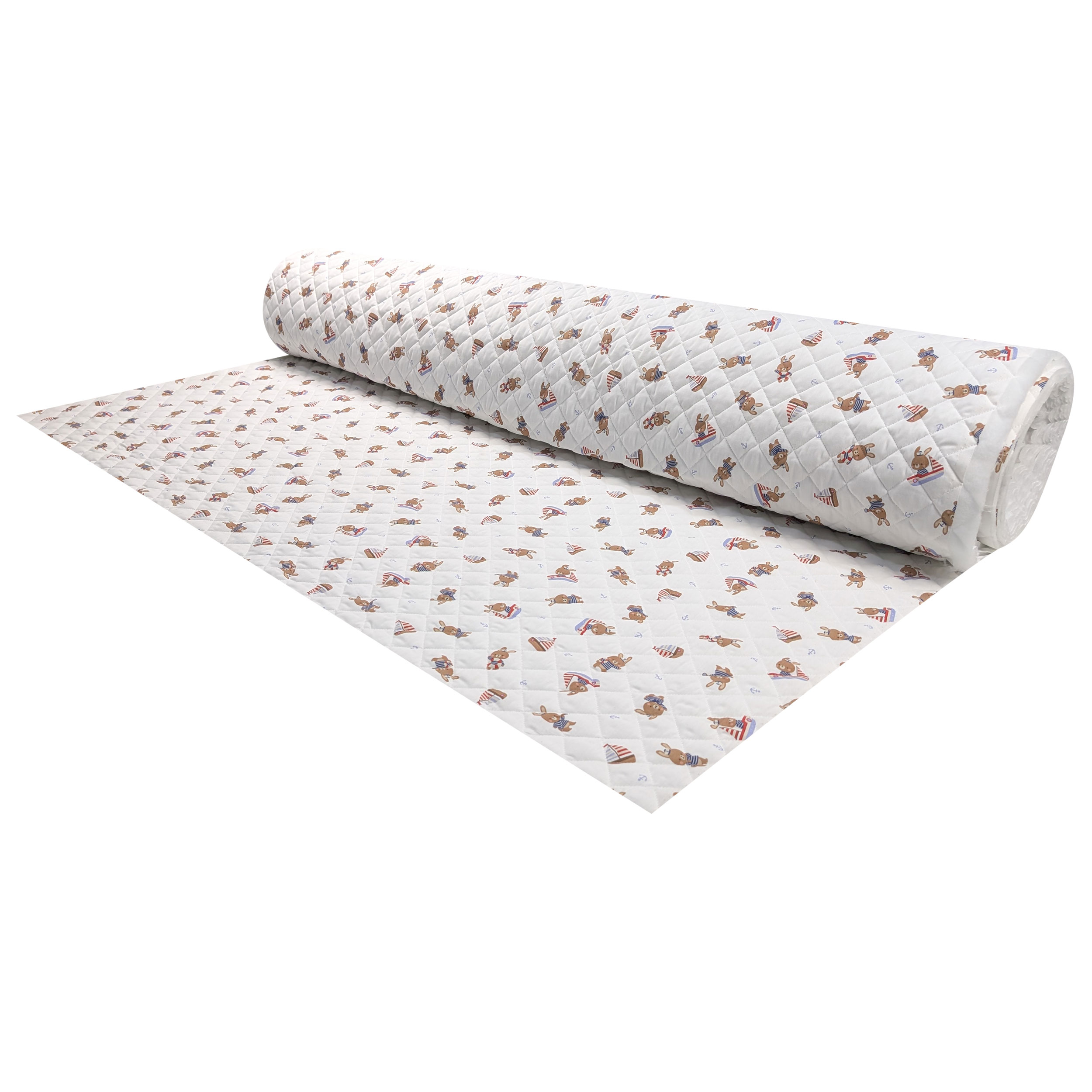 Quilted Fabric Featuring Bunnies in a Boat Image