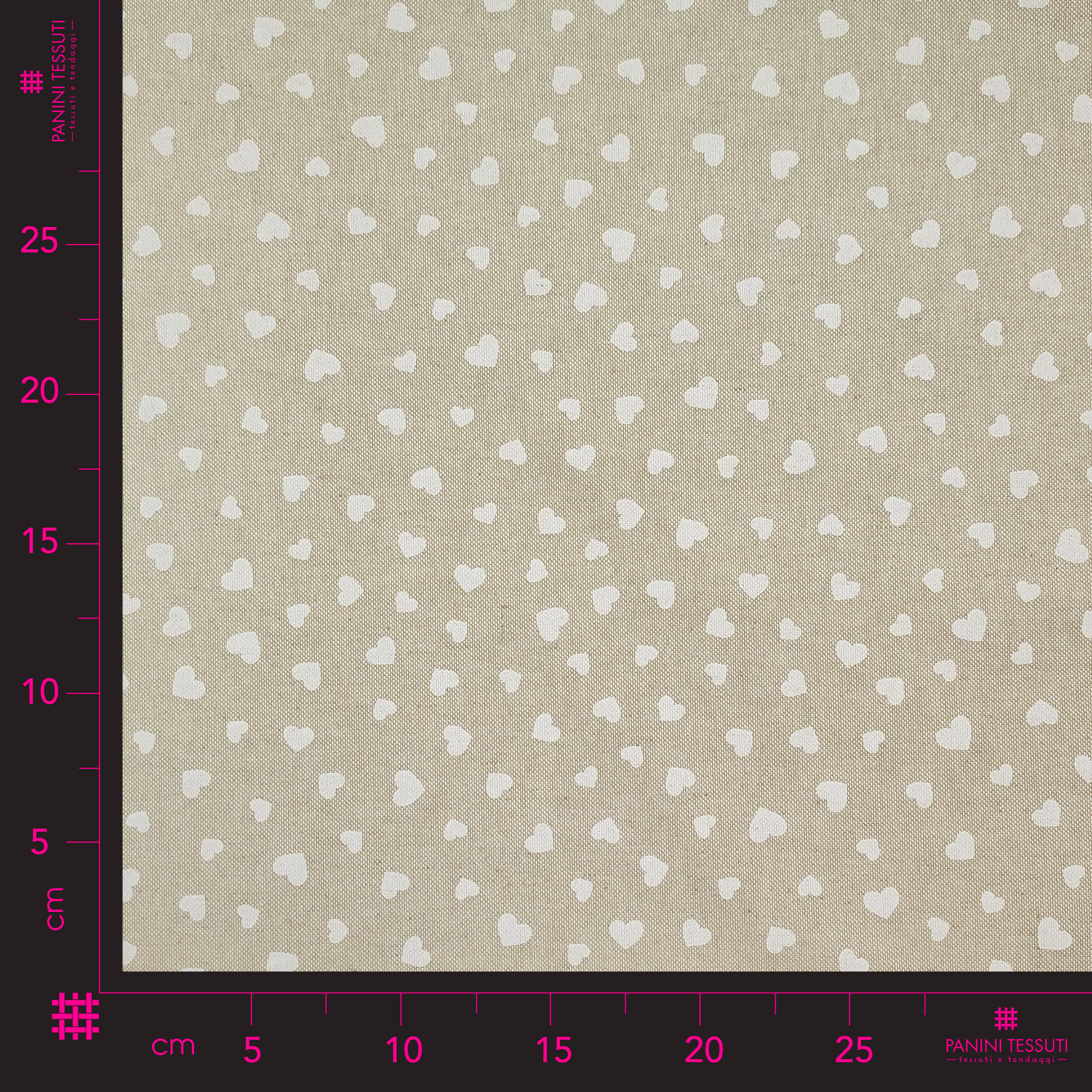 Panama Fabric White Hearts Image