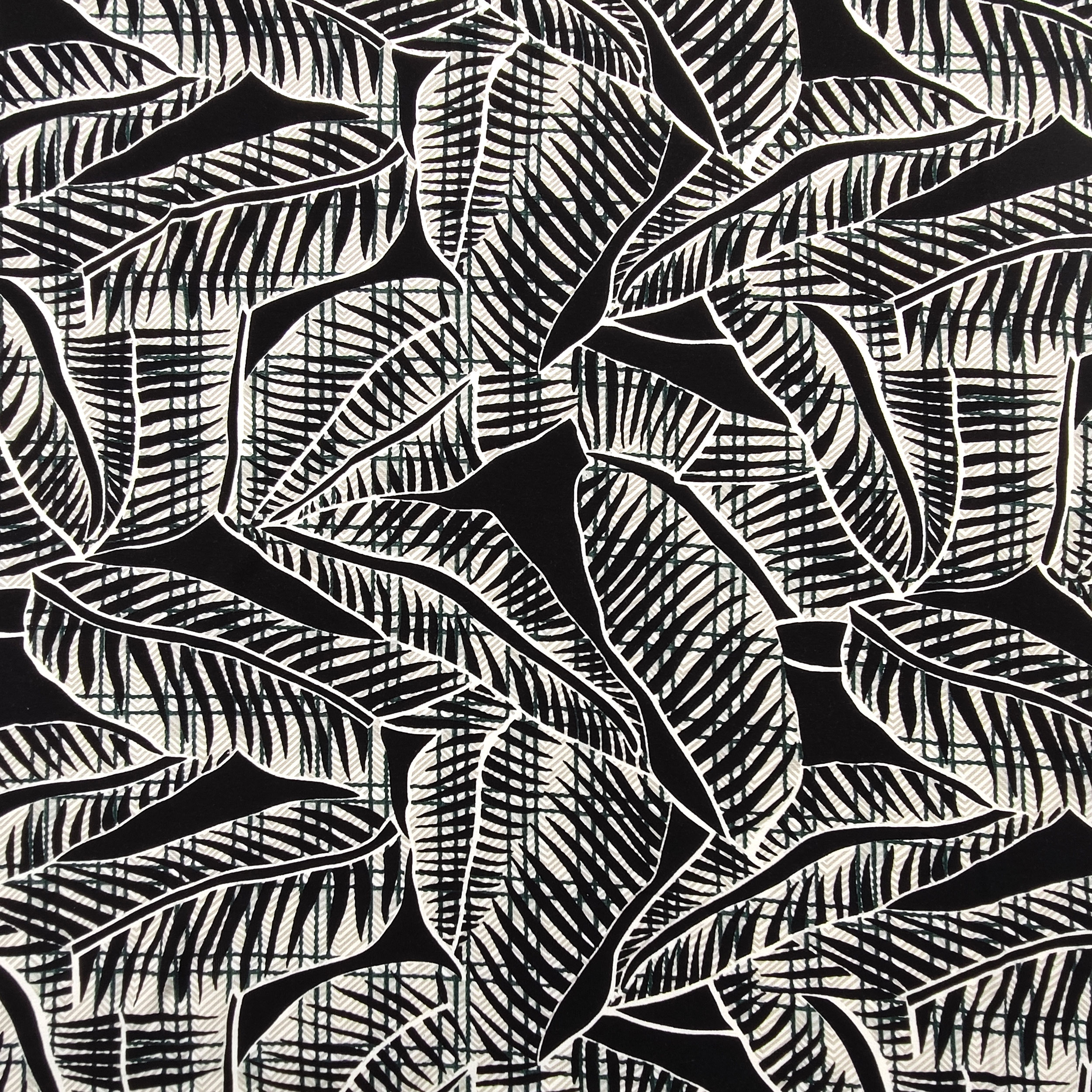 Viskose-Jersey Black Leaves