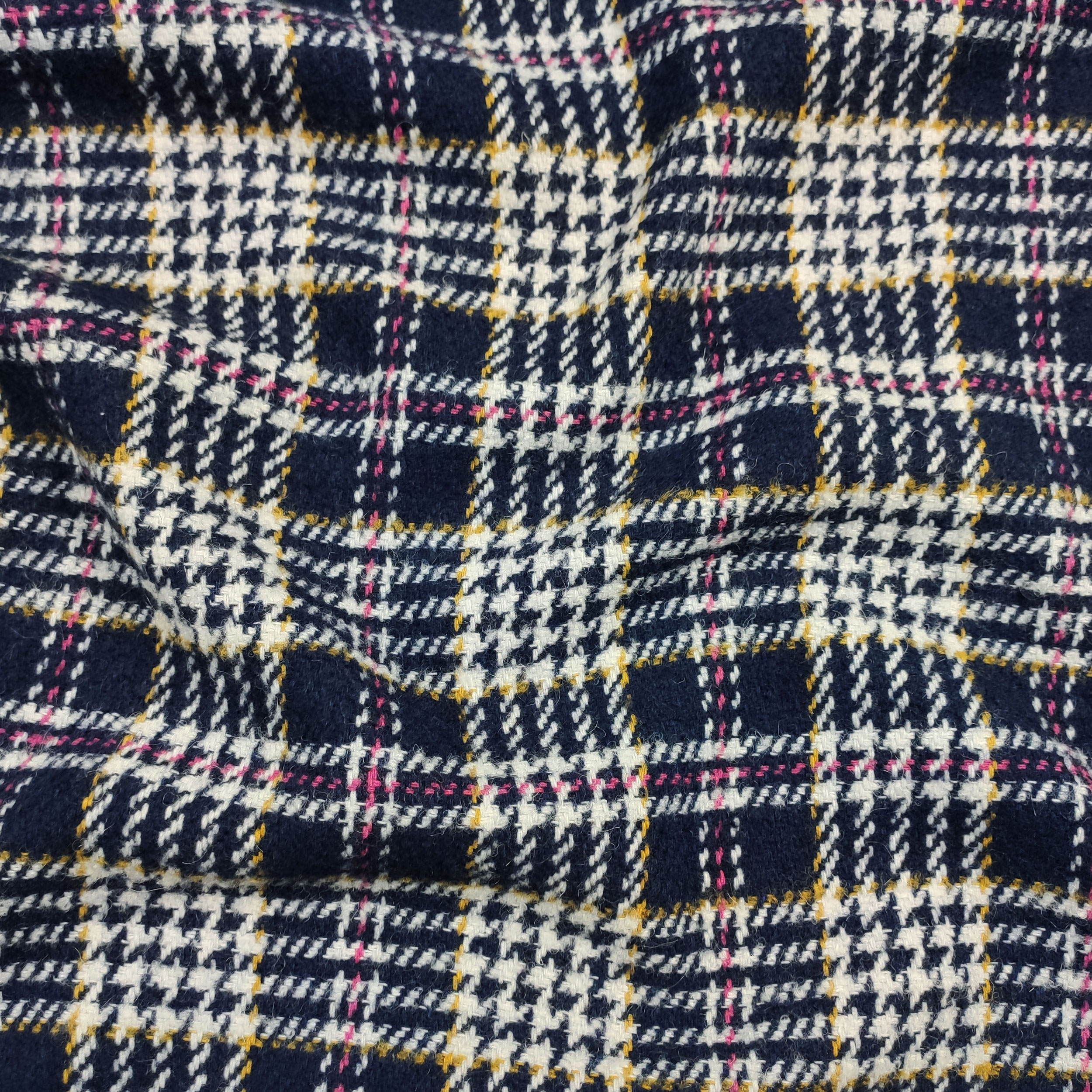 Tartan Pied de Poule Fils de couleur bleue