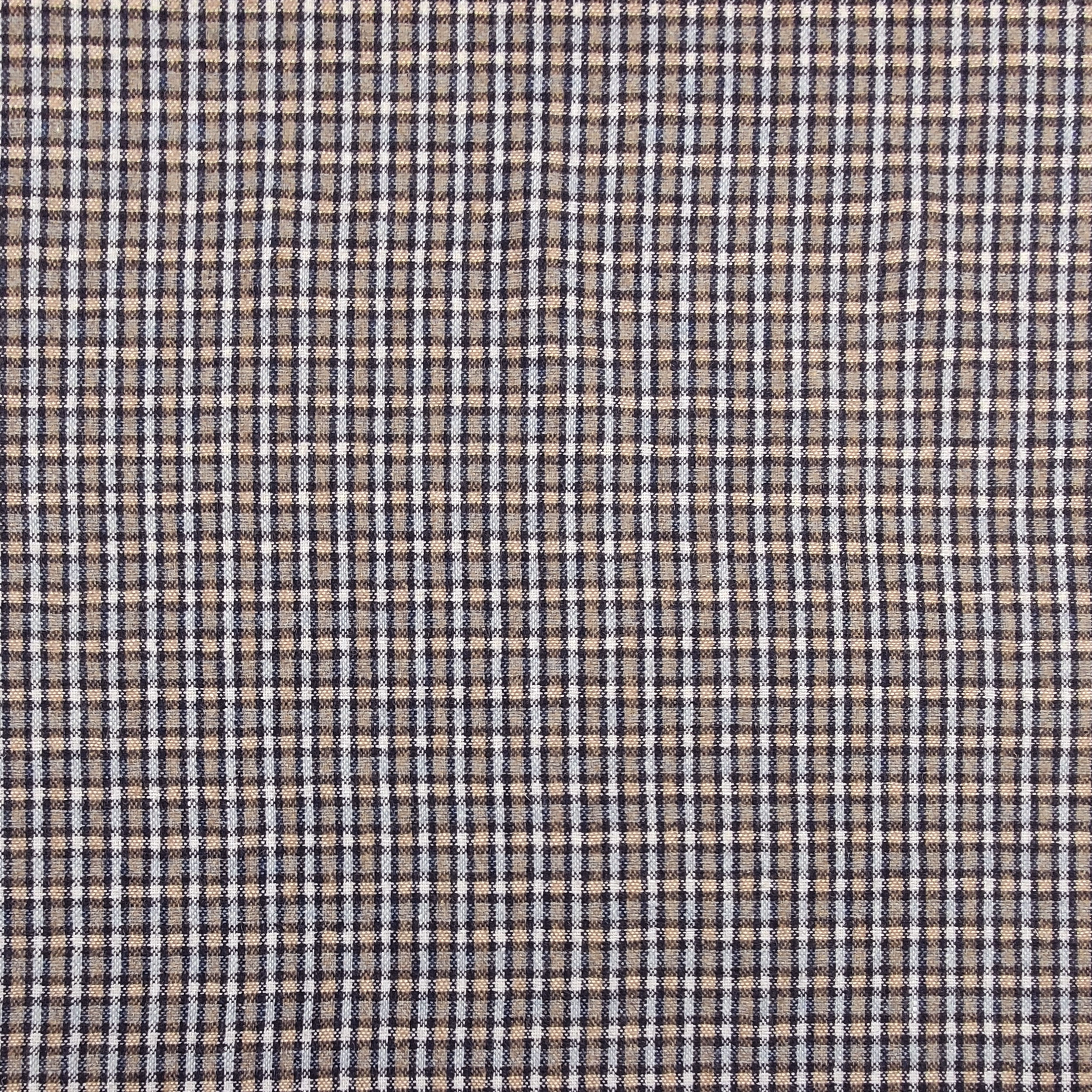 Tissu à carreaux bleu et beige en laine mélangée
