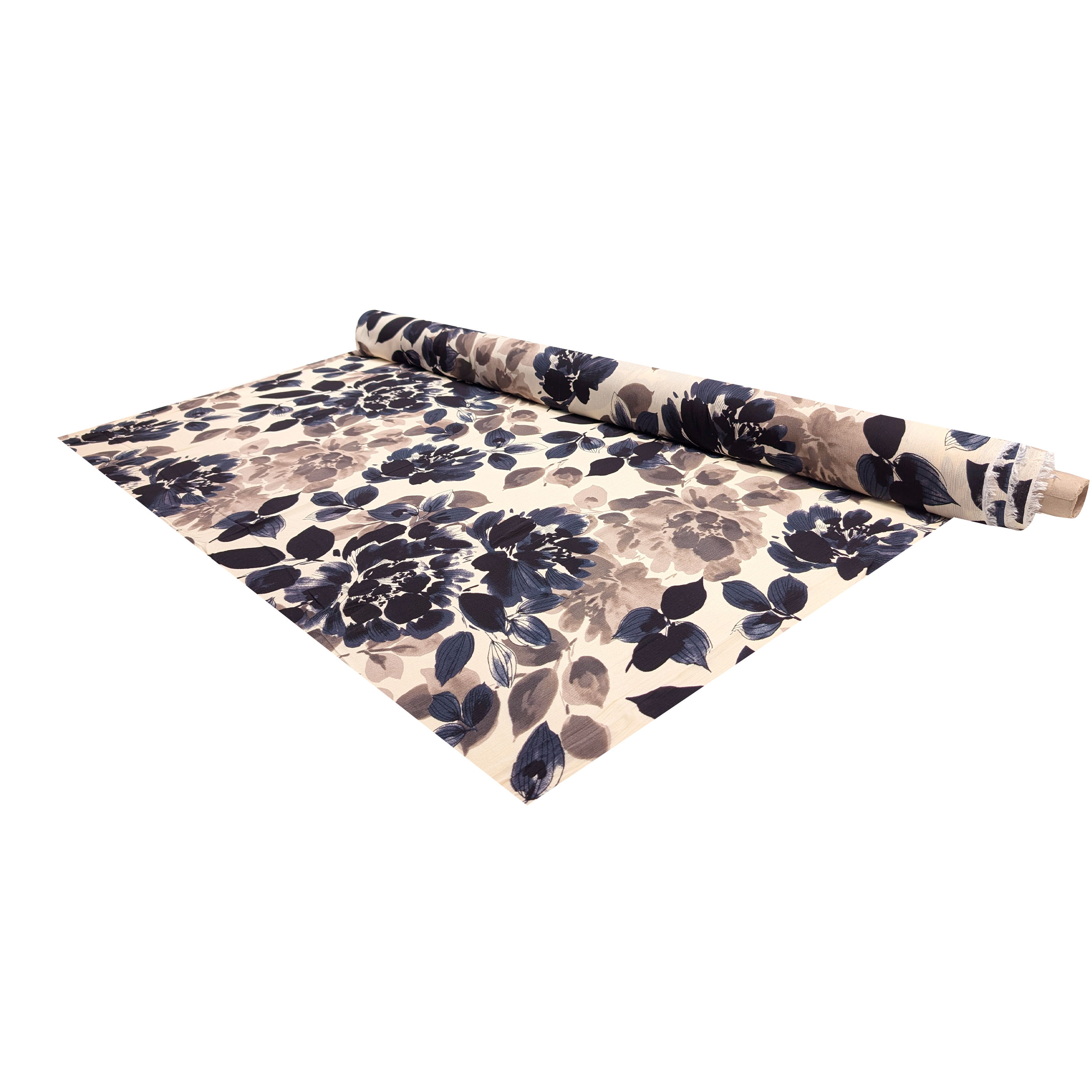 Crêpe main en viscose pure Fleurs de tourterelle Image