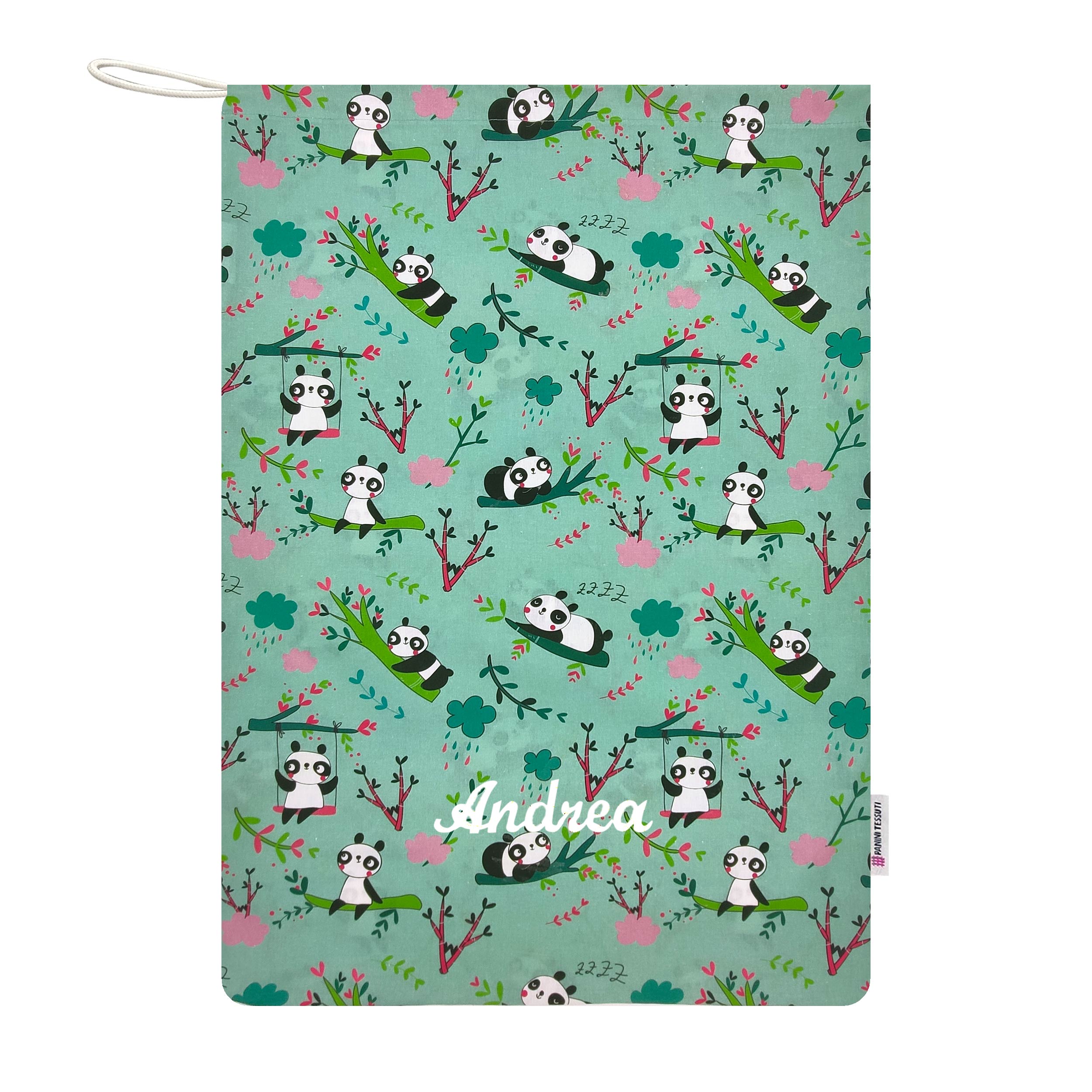 Sac à langer Panda Fond Vert Menthe - Panini Fabrics