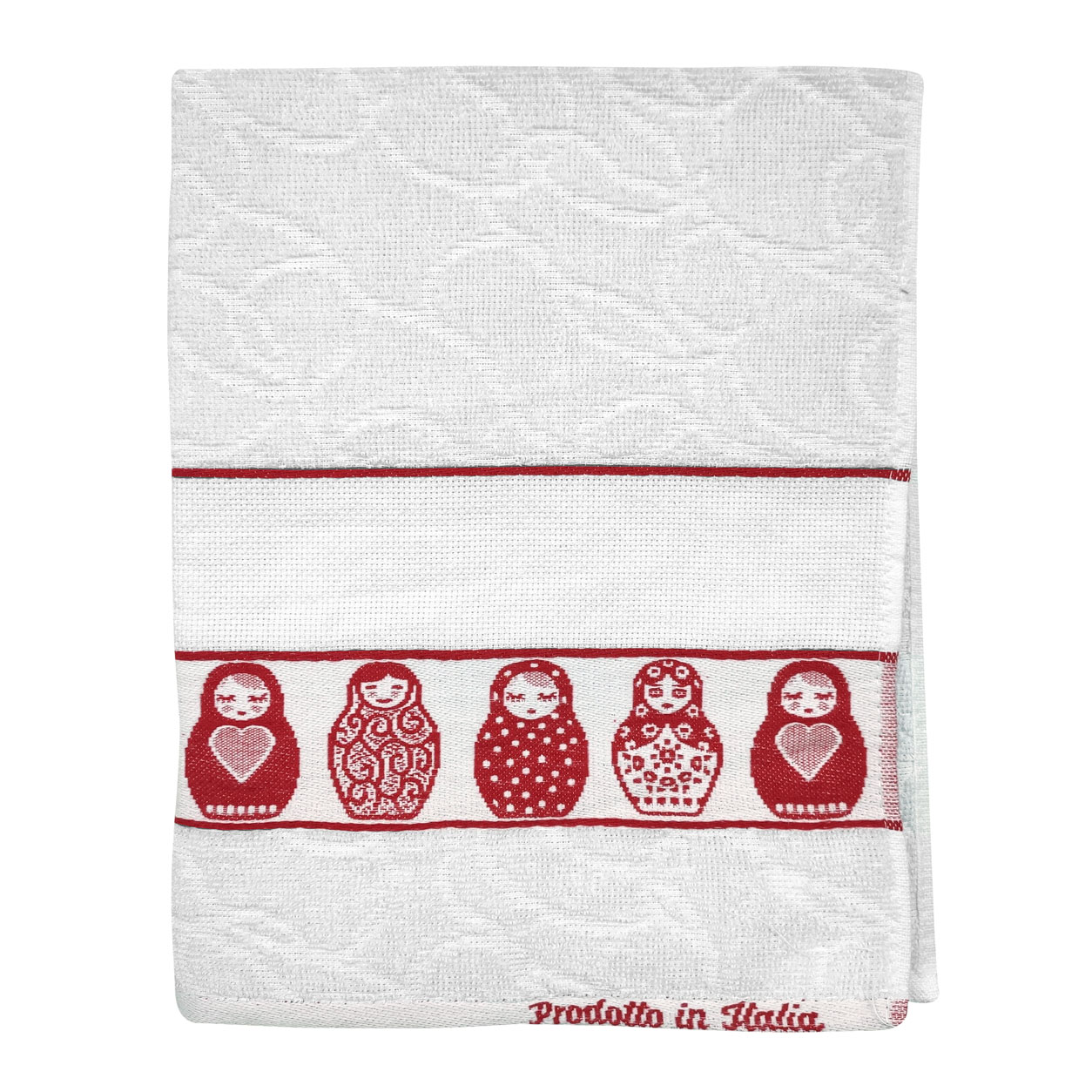 Torchons à motifs Matryoshka fond blanc 1